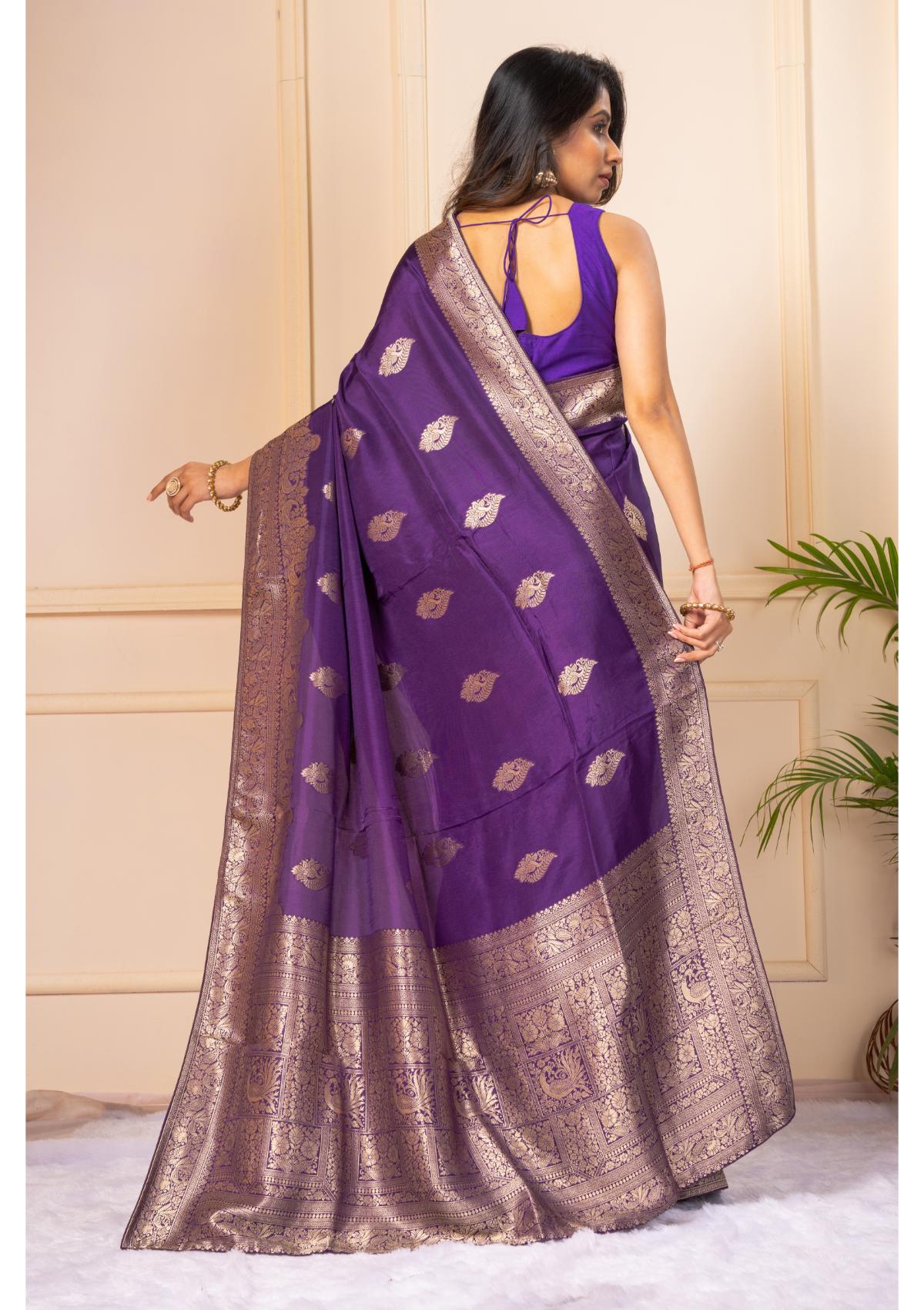 Purple Zariwork Silk Saree - KAJREE