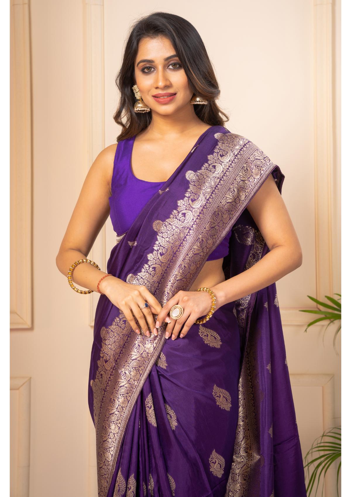Purple Zariwork Silk Saree - KAJREE