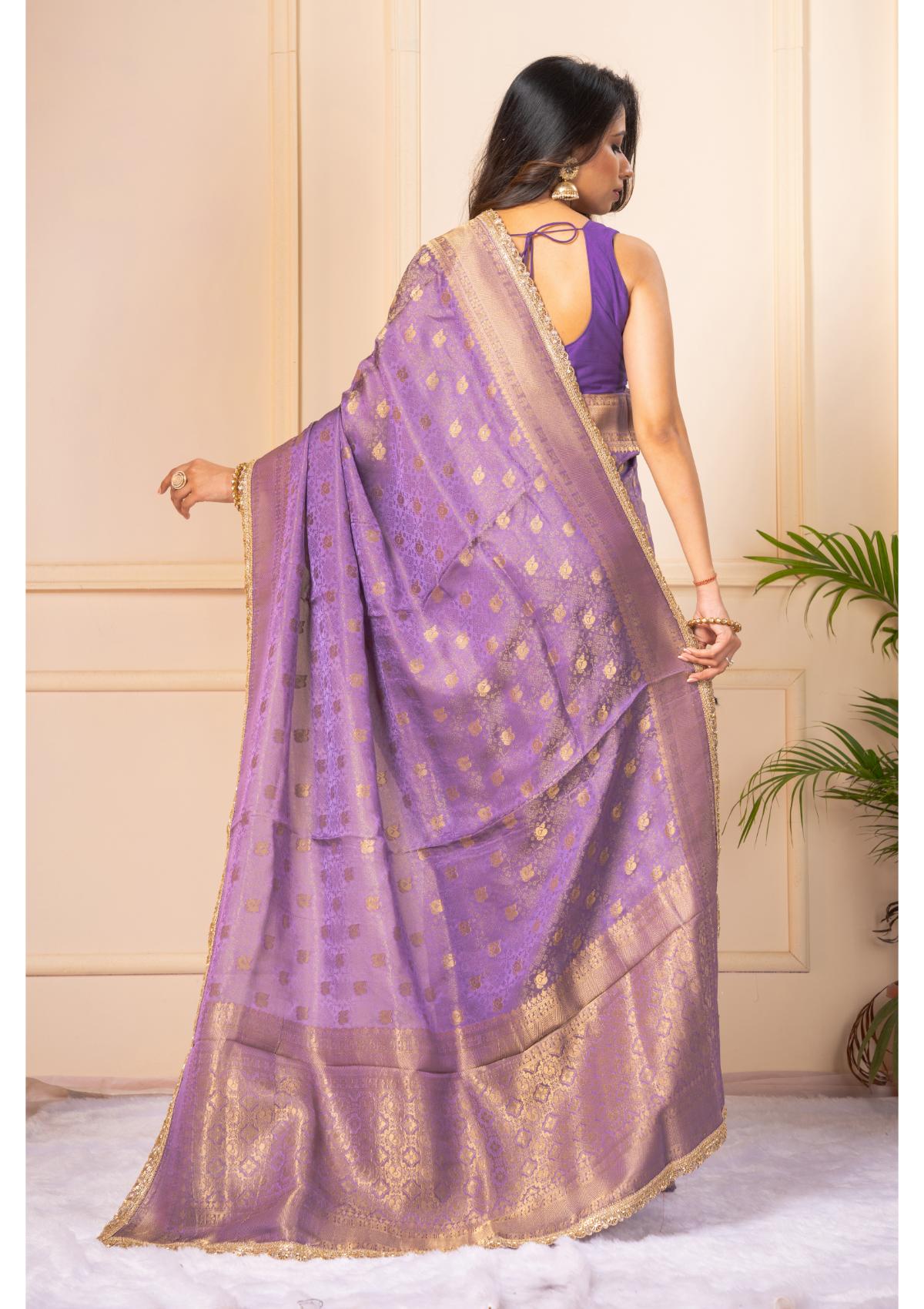Lavender Pure Silk Saree -Kajree 