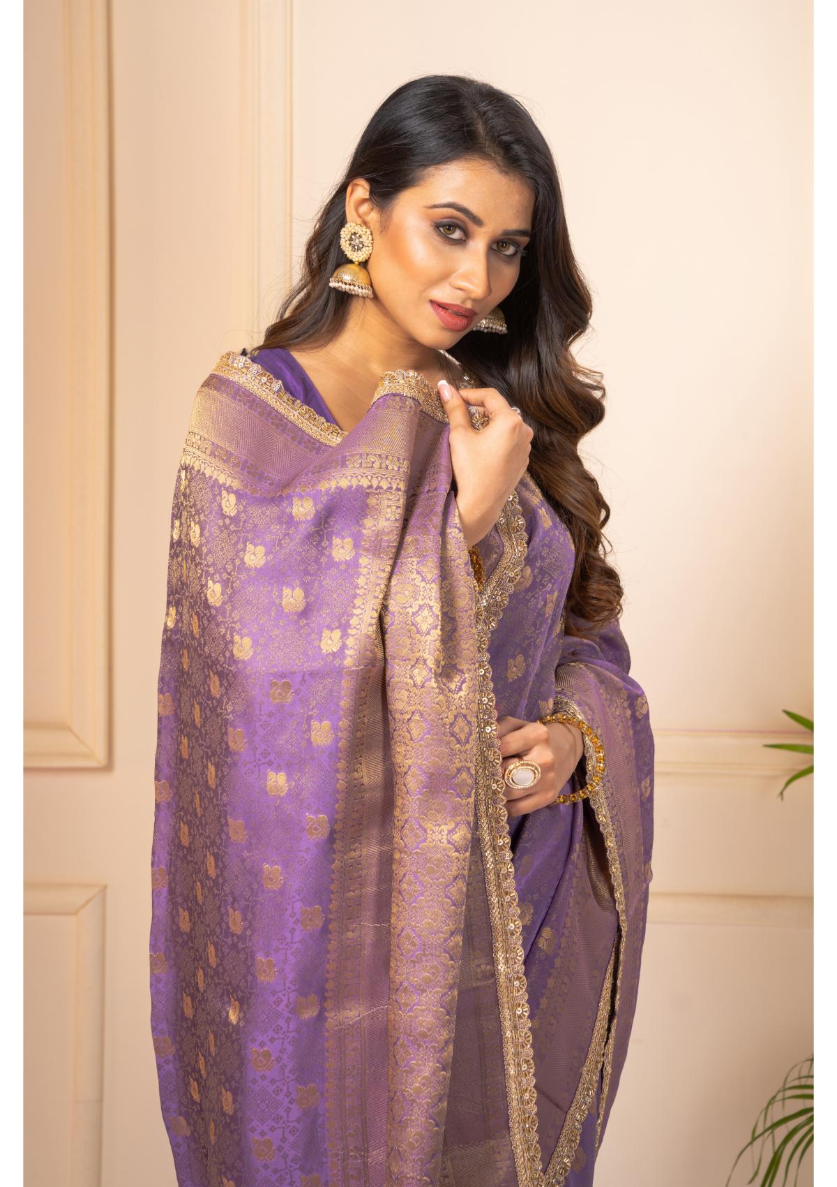 Lavender Pure Silk Saree -Kajree 