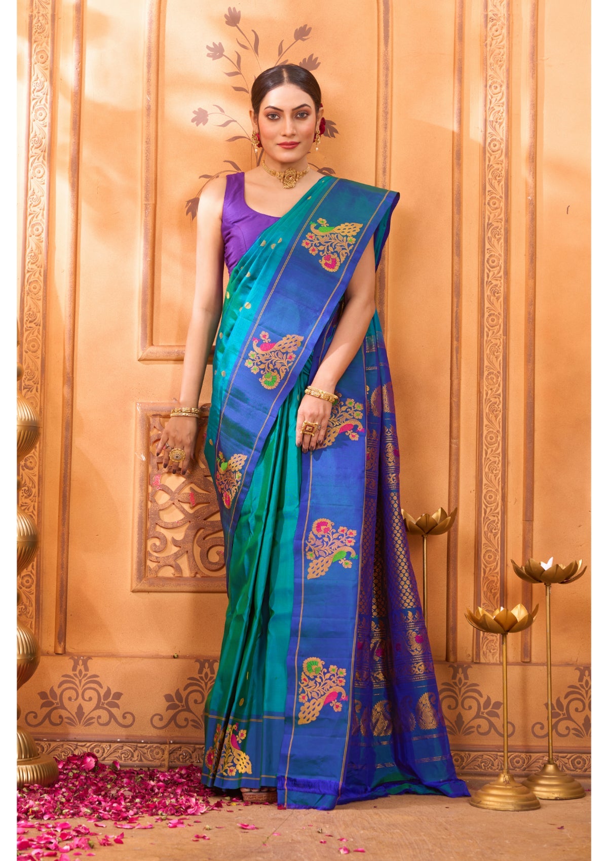 Pure Blue Zariwork Gadwal Paithani Saree 