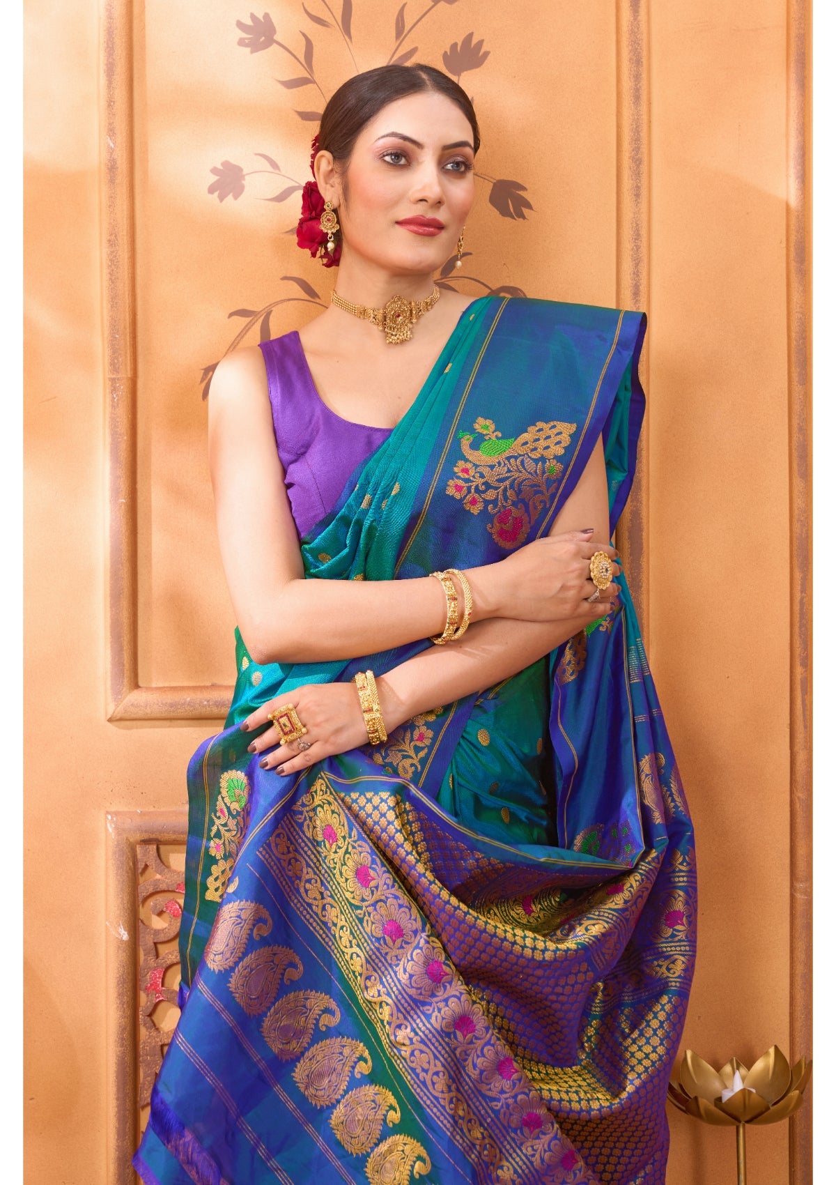 Pure Blue Zariwork Gadwal Paithani Saree 
