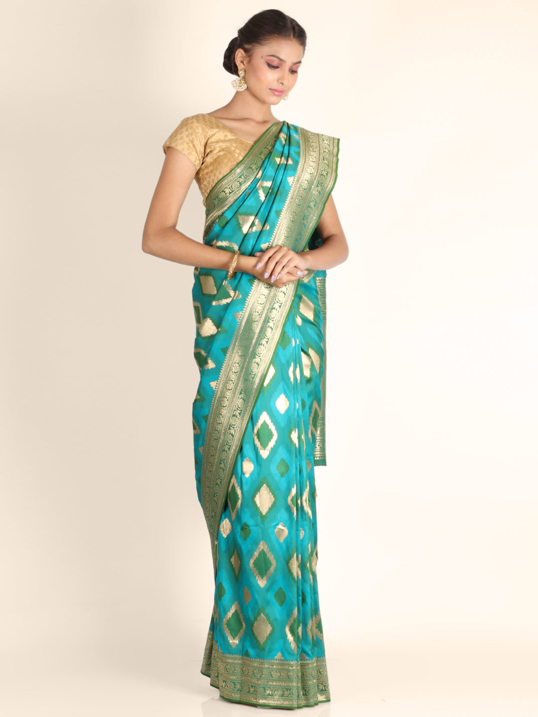 Green Swarovski Work Taffeta Silk Saree 