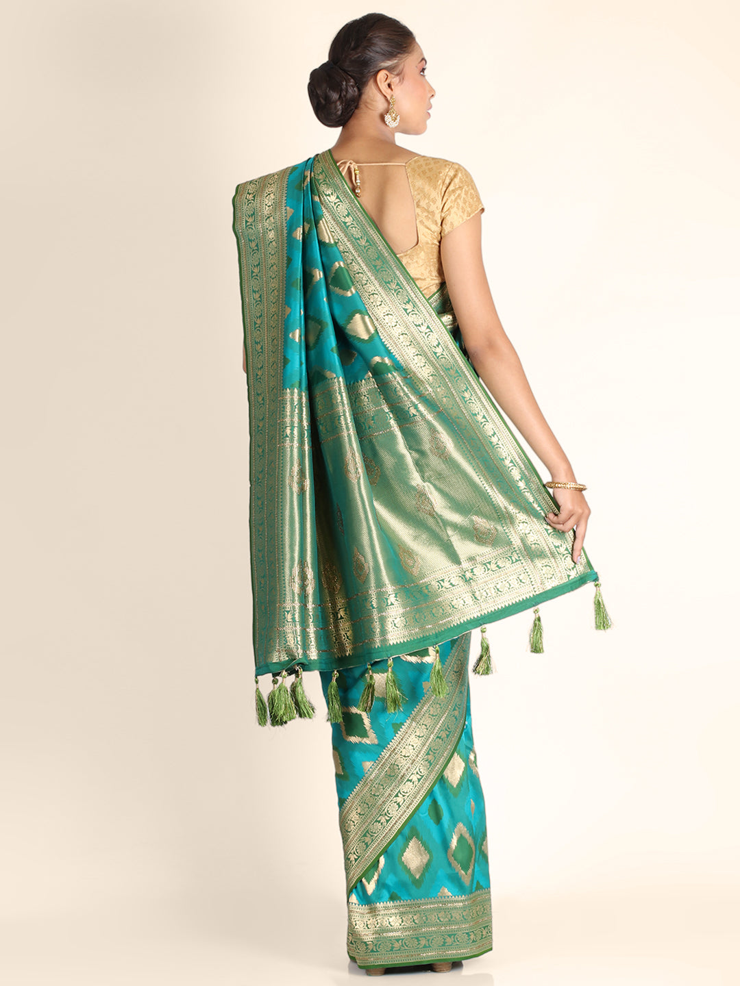 Green Swarovski Work Taffeta Silk Saree 