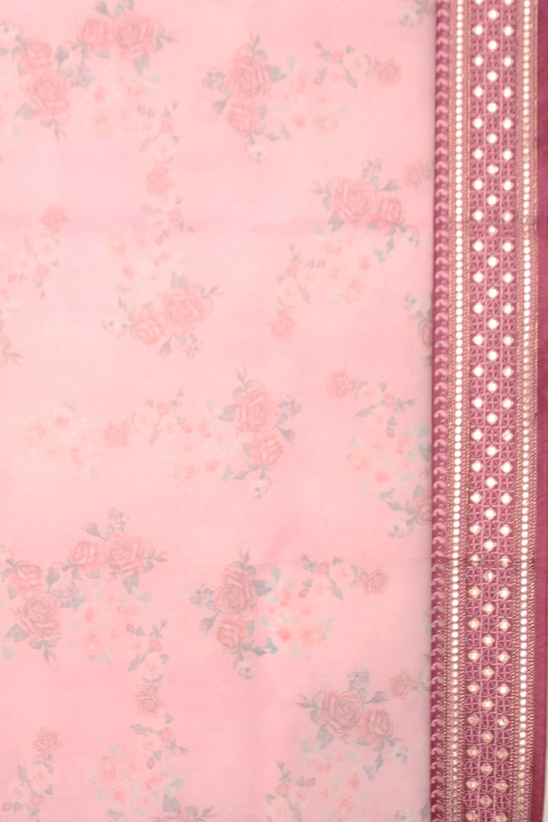 Lavender Abla Work Printed Organza Saree 