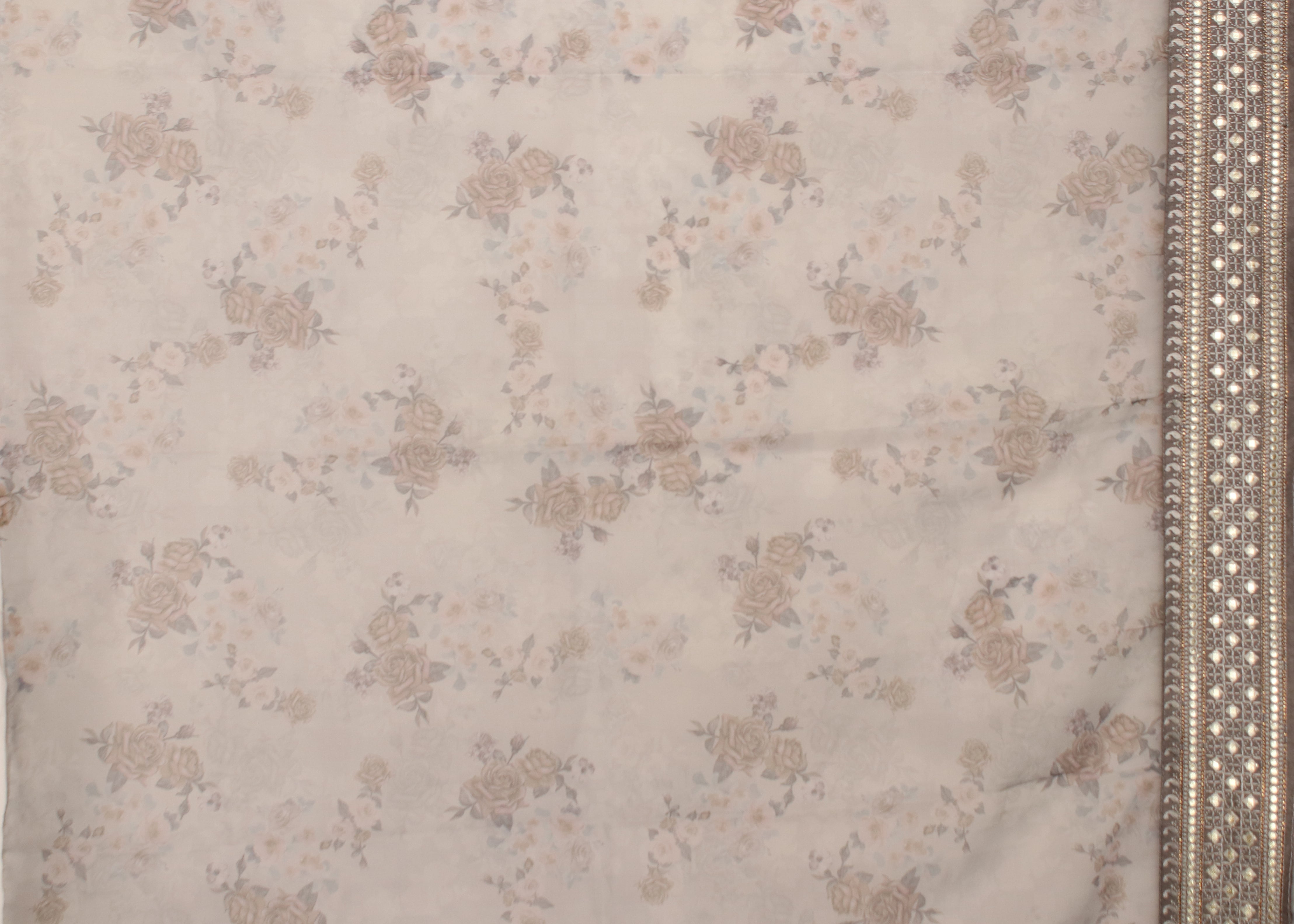 Grey Abla Work Organza Saree 