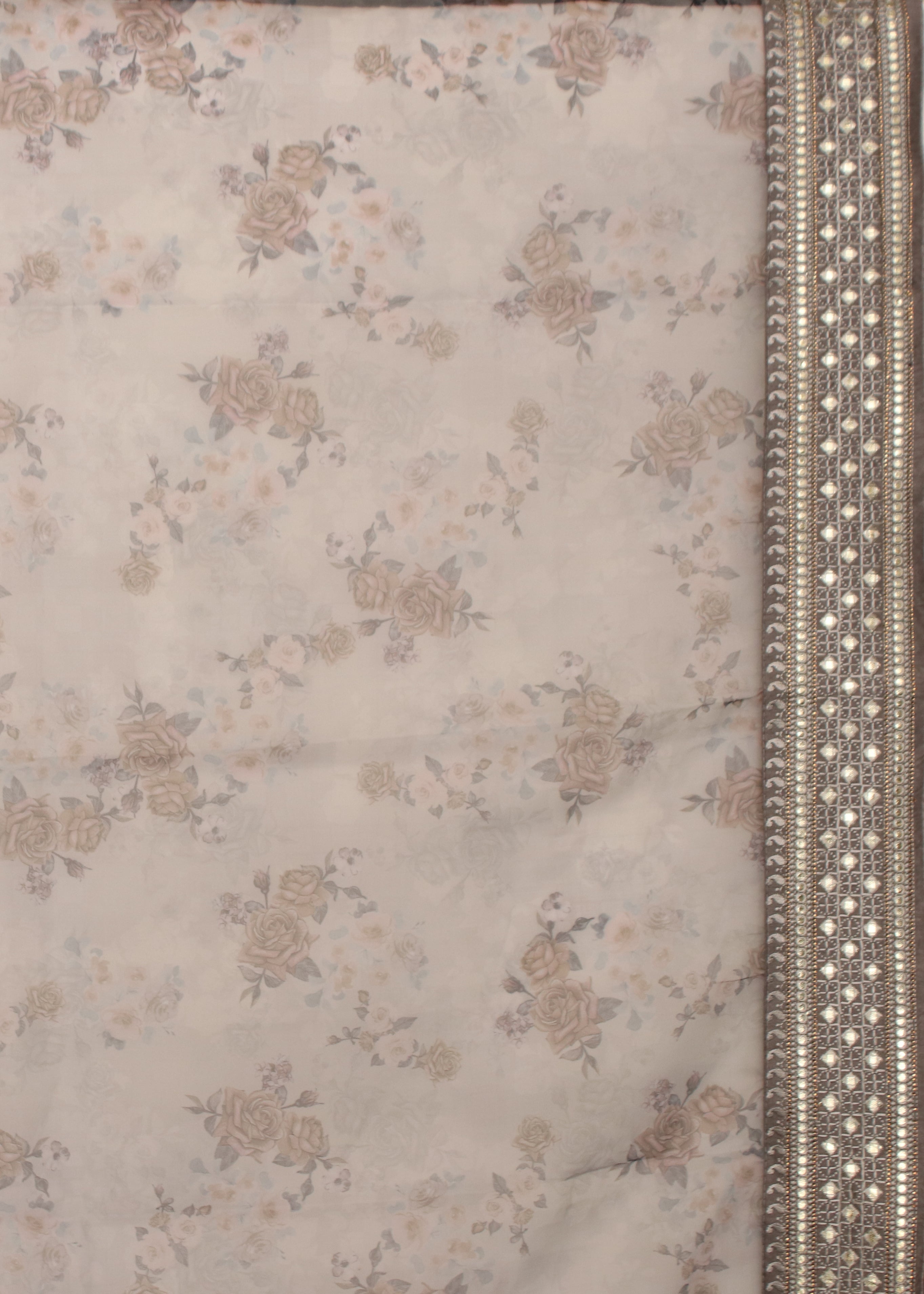 Grey Abla Work Organza Saree 