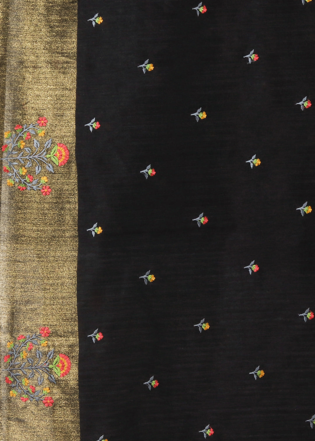 Black Threadwork Tussar Saree - KAJREE