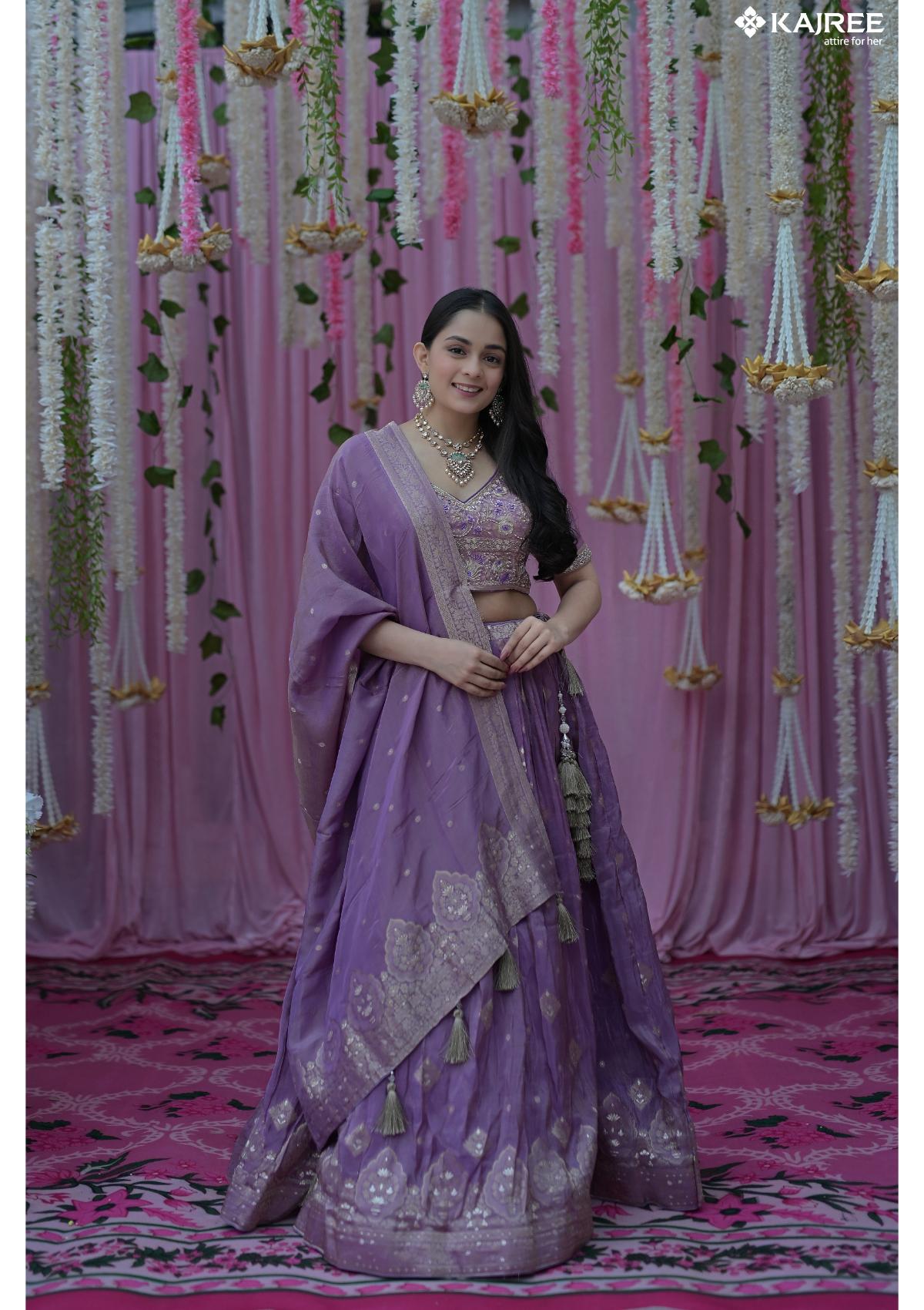 Purple Silk and foil work Designer Lehenga 