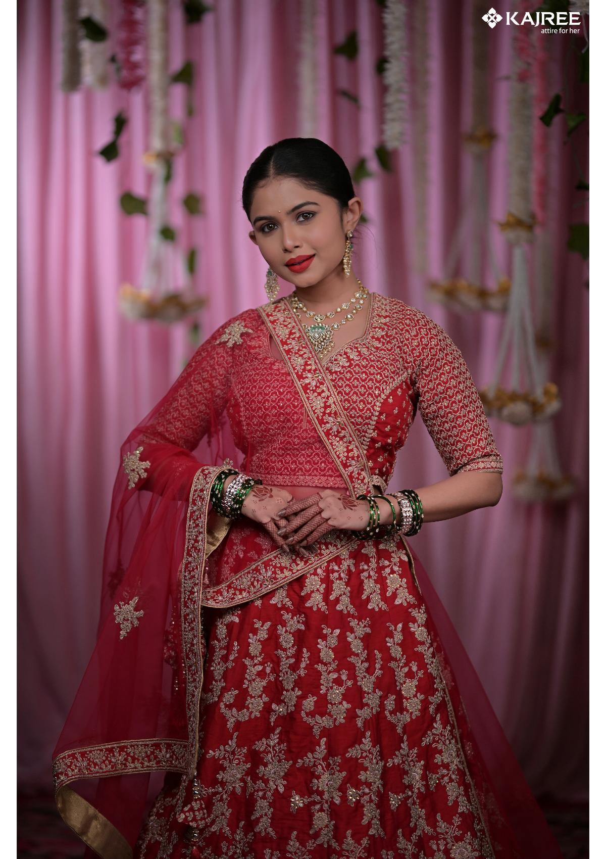 Red Silk Zariwork Bridal Lehenga 