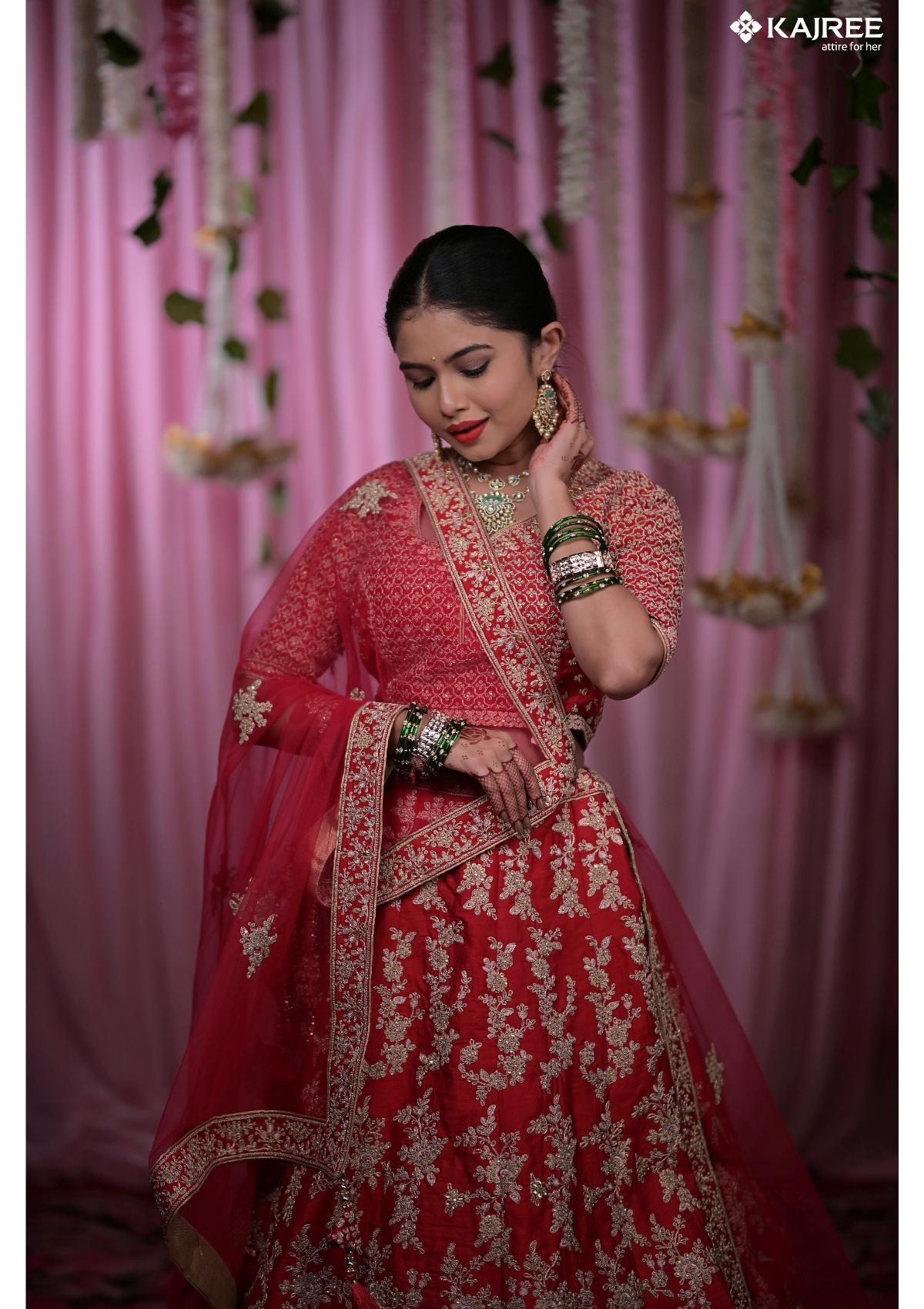Red Silk Zariwork Bridal Lehenga 