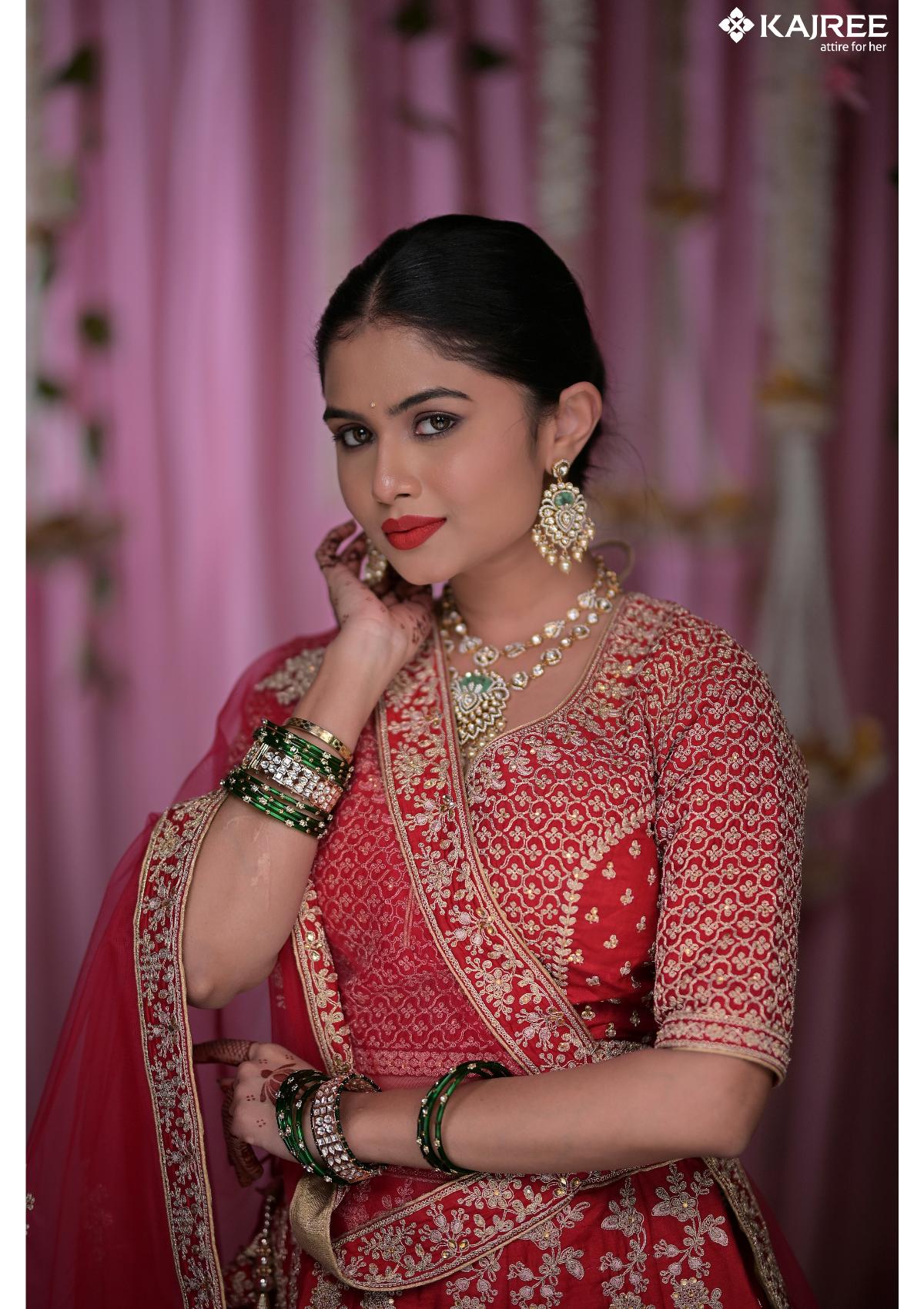 Red Silk Zariwork Bridal Lehenga 