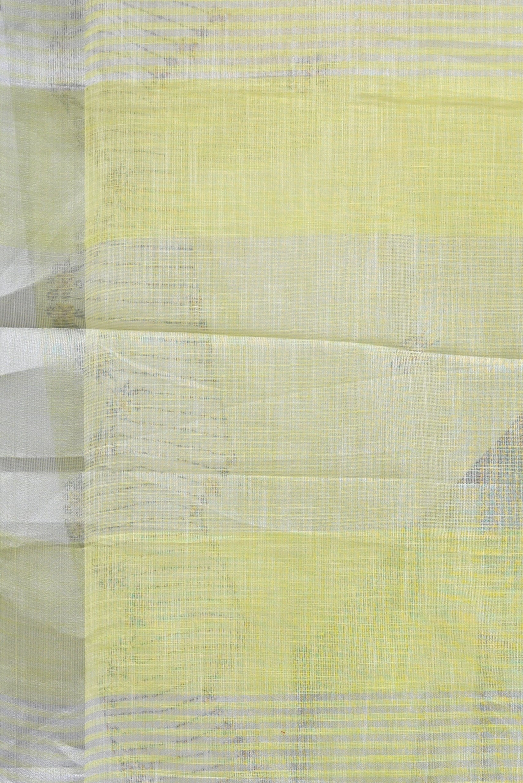 Lemon Yellow Threadwork Linen Saree 