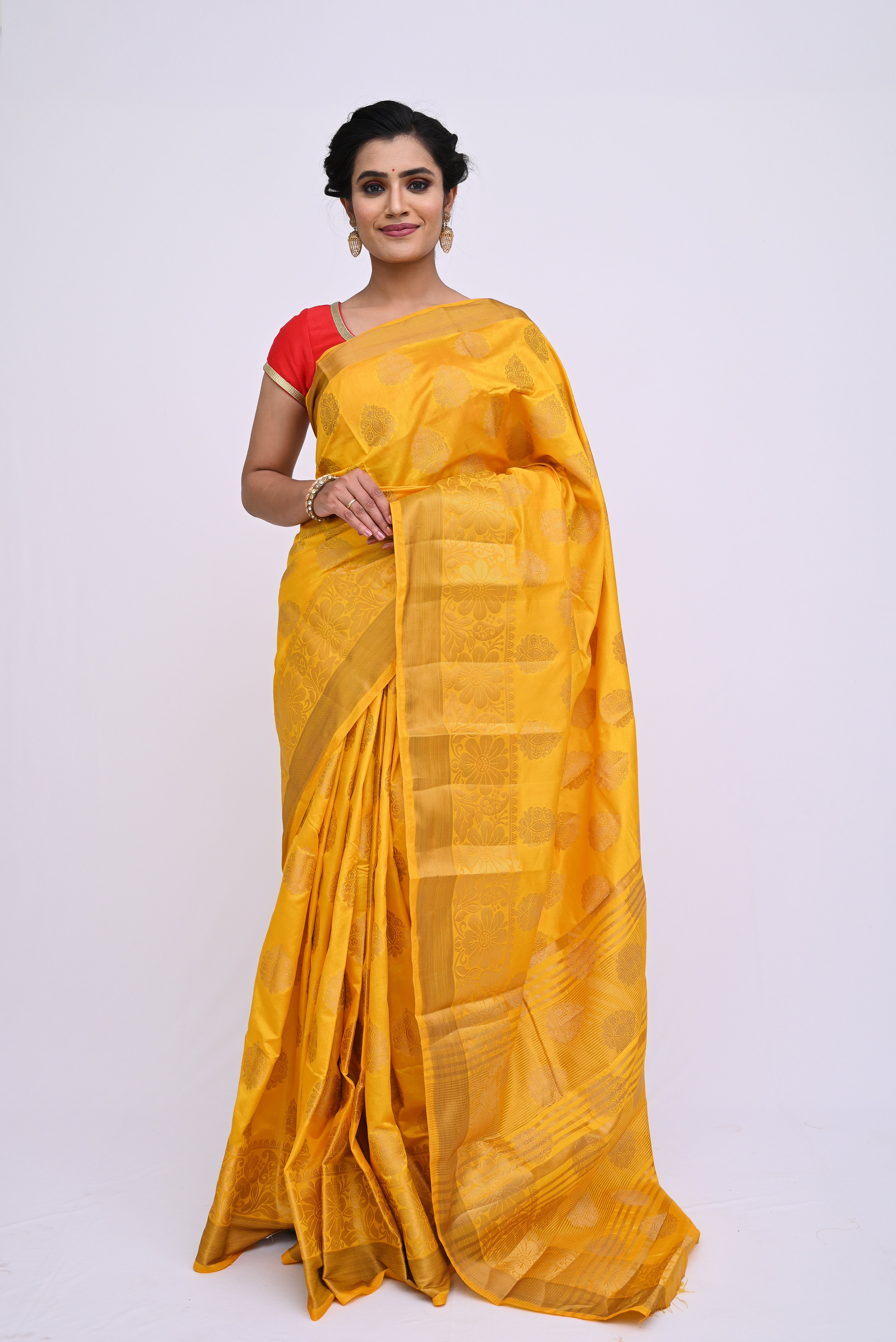 Yellow Zariwork Raw Silk Saree 