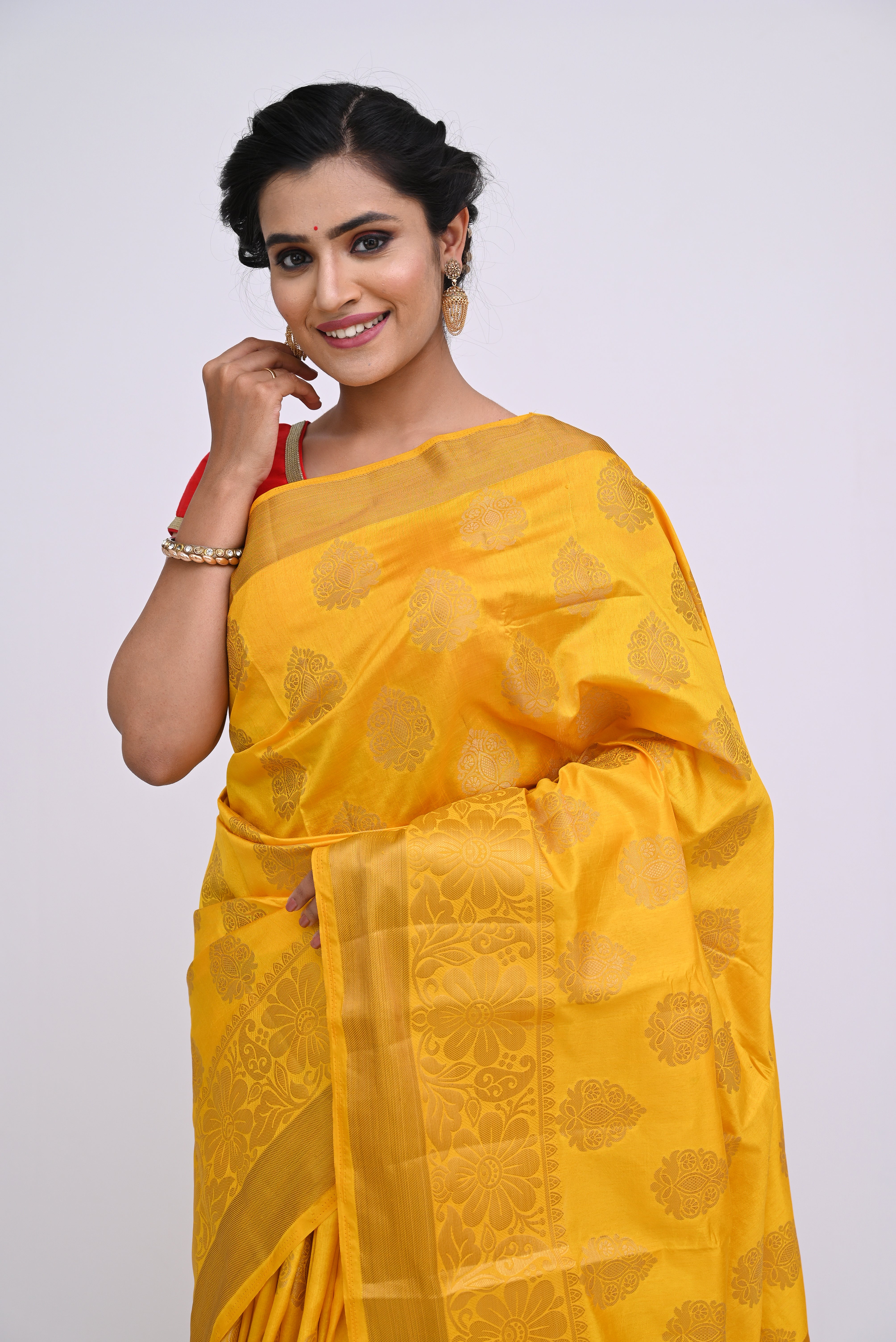 Yellow Zariwork Raw Silk Saree 