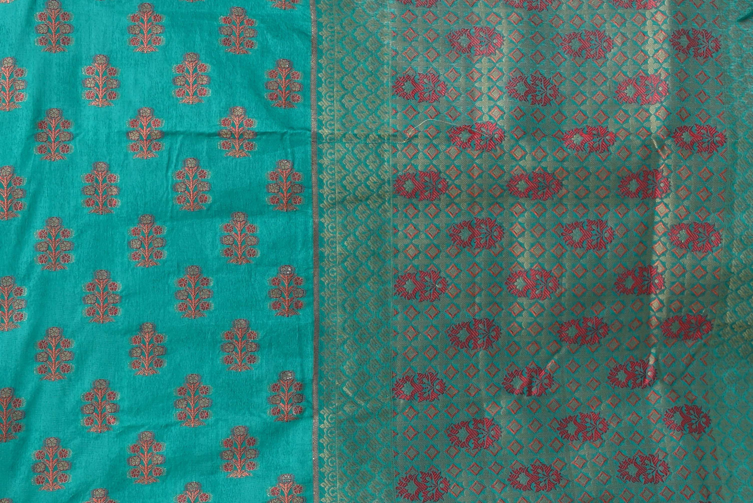 Rama Green Modish Design Semi Silk Saree - KAJREE