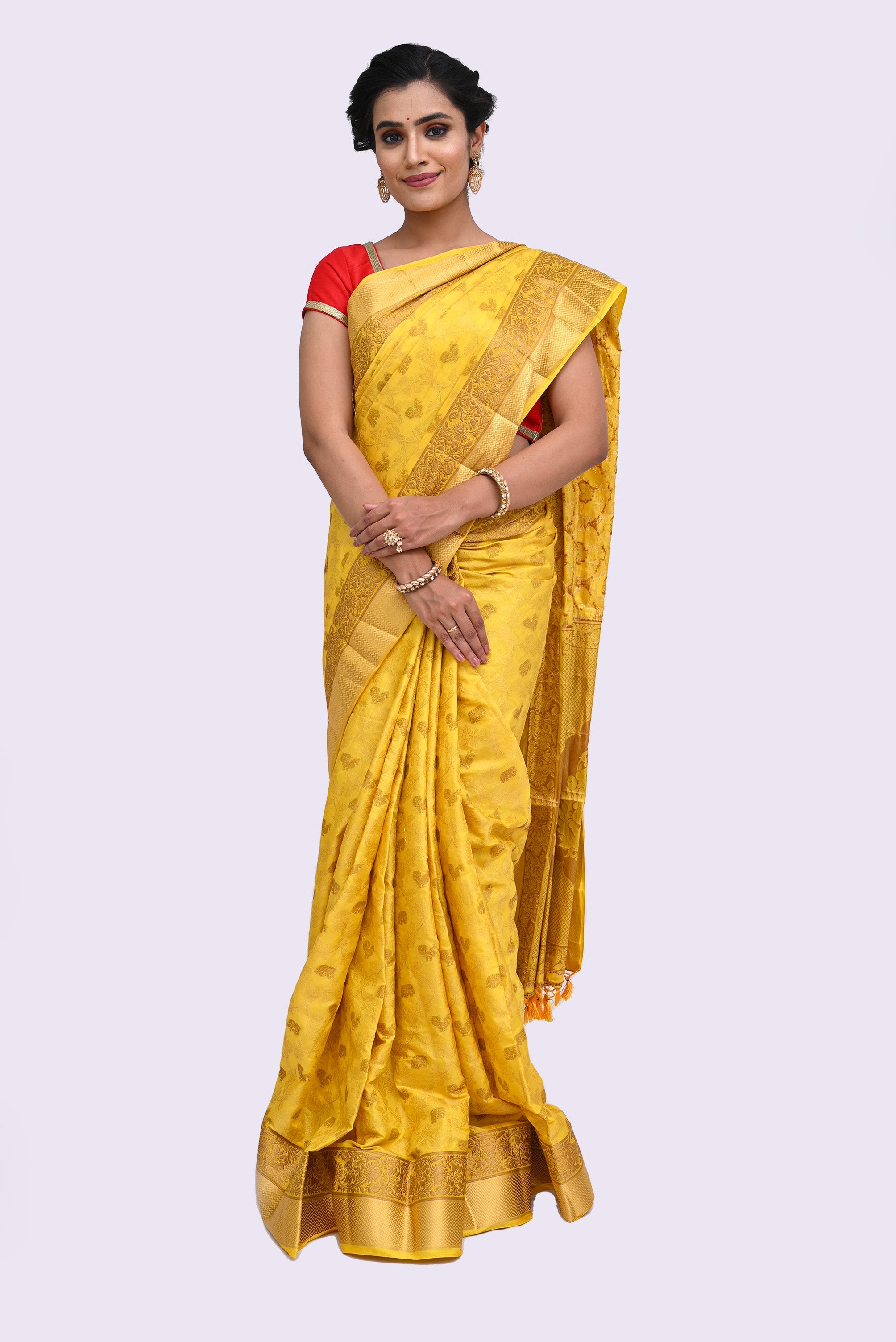 Yellow Modish Design Semi Silk Saree - KAJREE