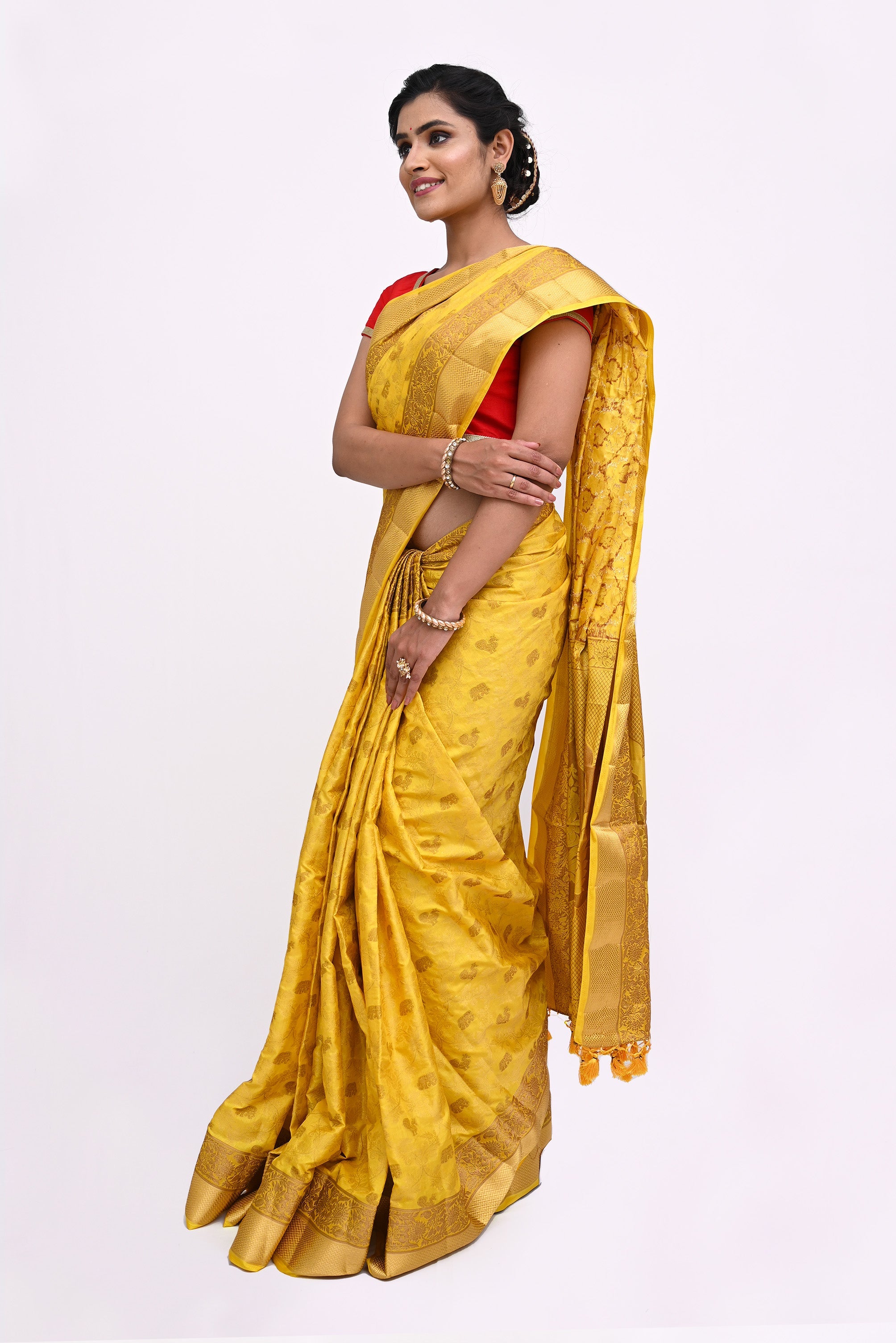 Yellow Modish Design Semi Silk Saree - KAJREE