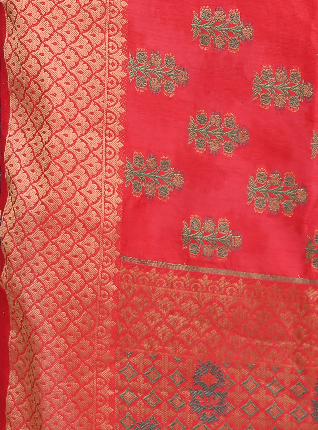 Red zari work Raw Silk Saree 