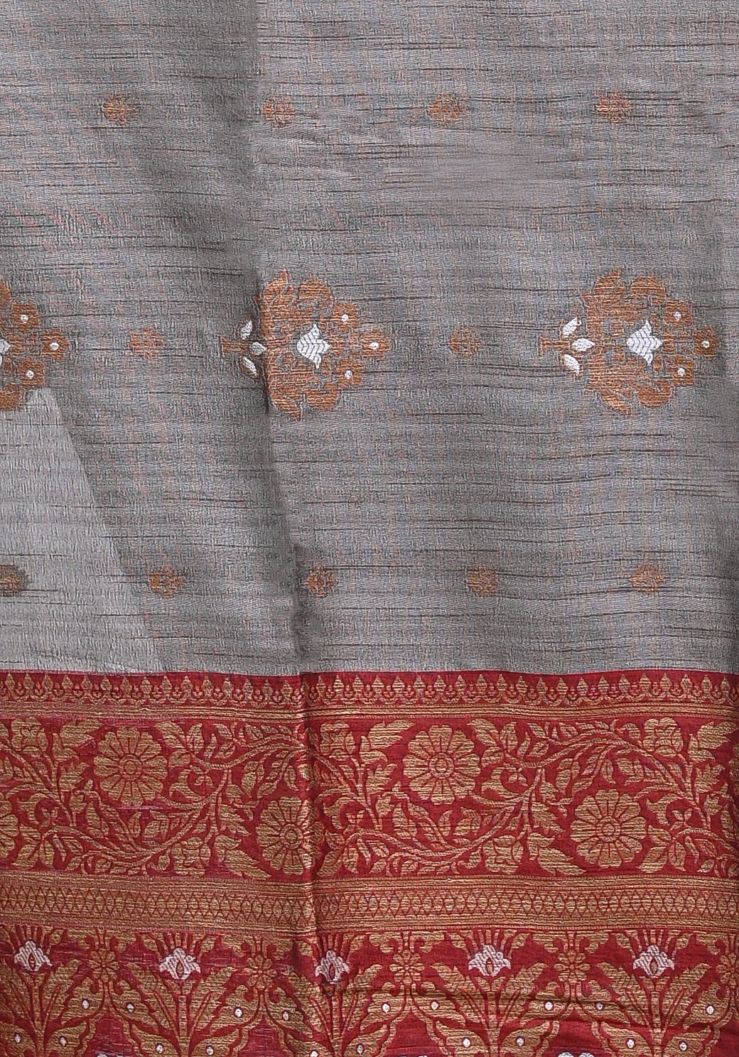 Grey Embroidered Design Linen Saree 