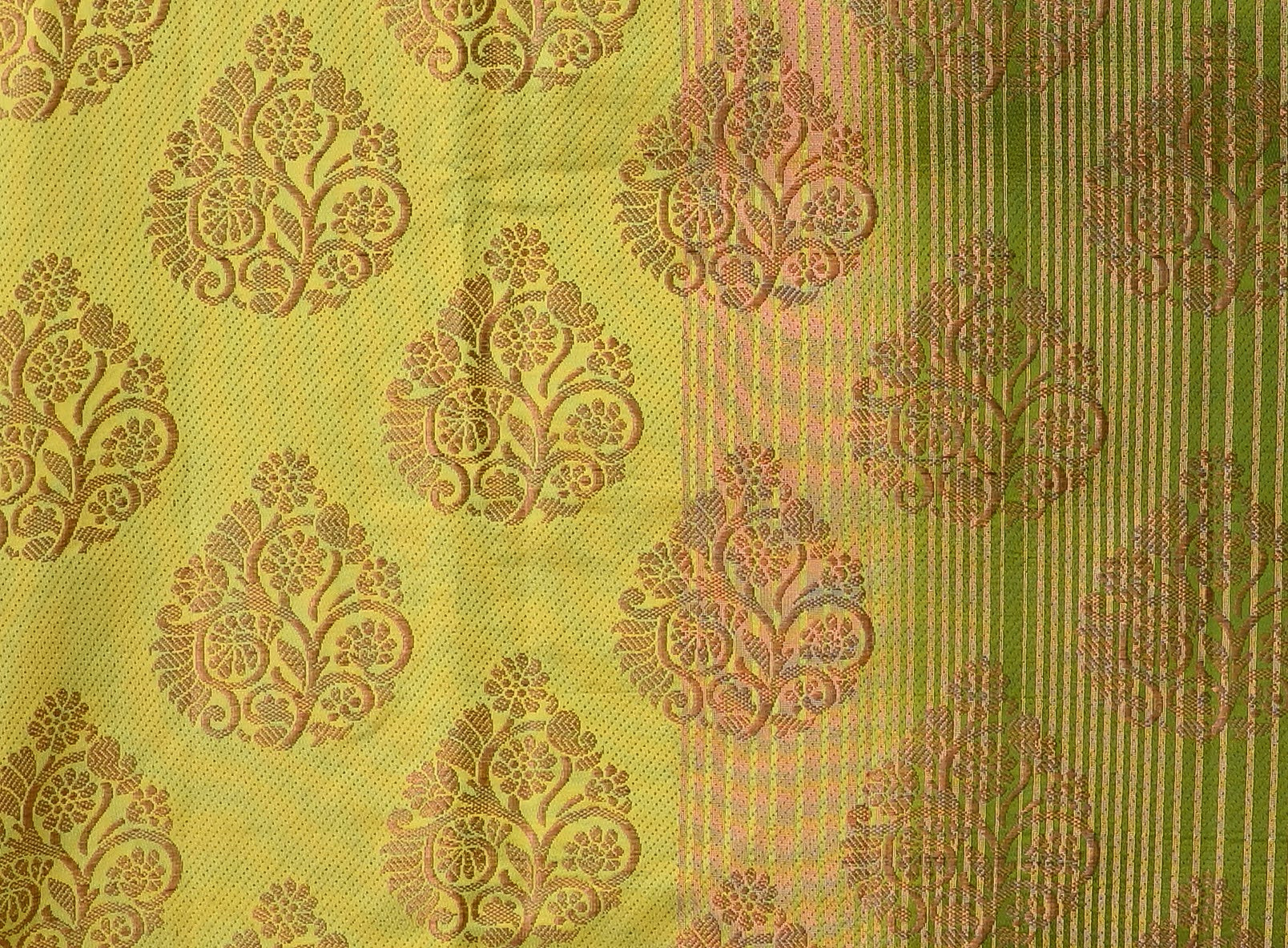 Olive Green Zariwork Raw Silk Saree 