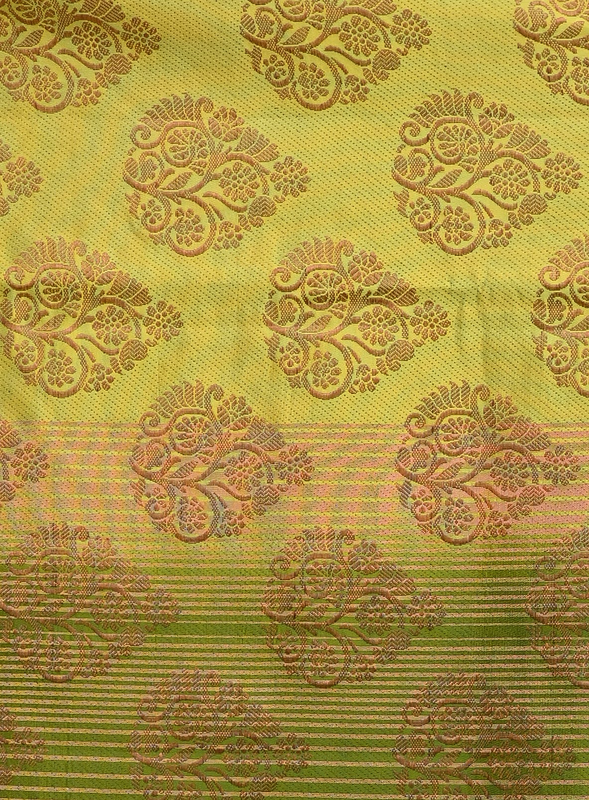 Olive Green Zariwork Raw Silk Saree 