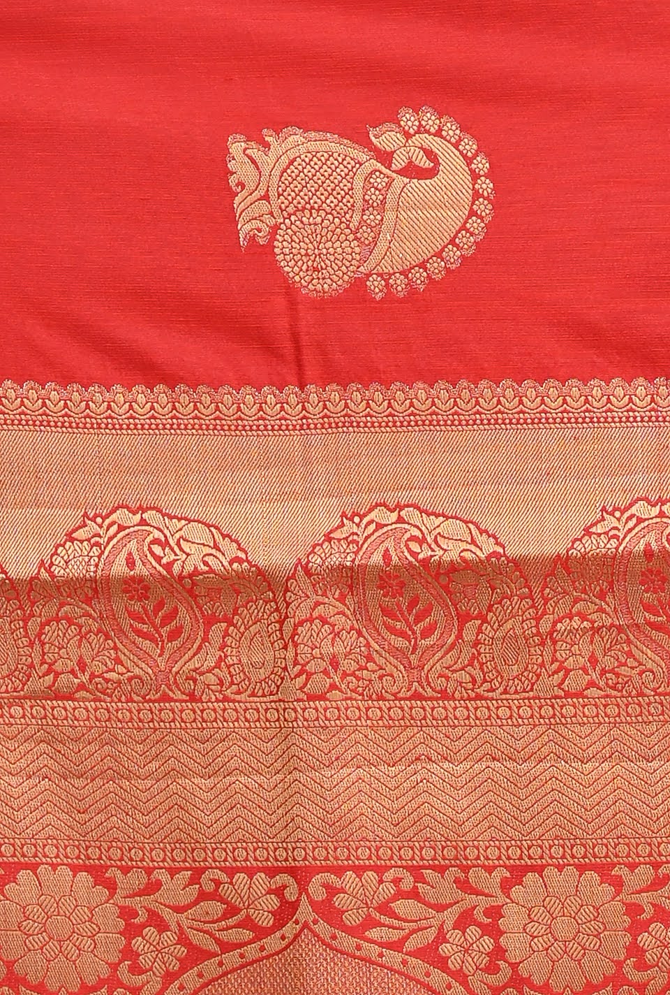 Red Embroidered Design Raw Silk Saree 