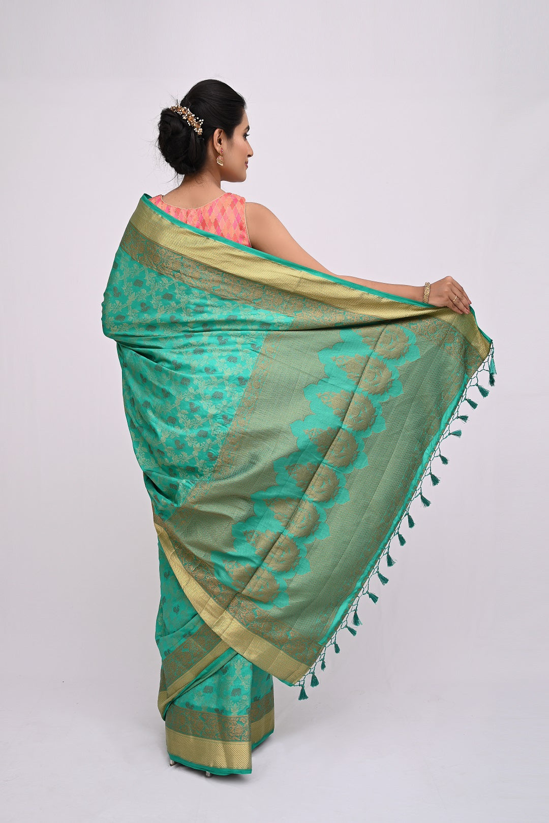 Light Blue ZariWork Raw Silk Saree 