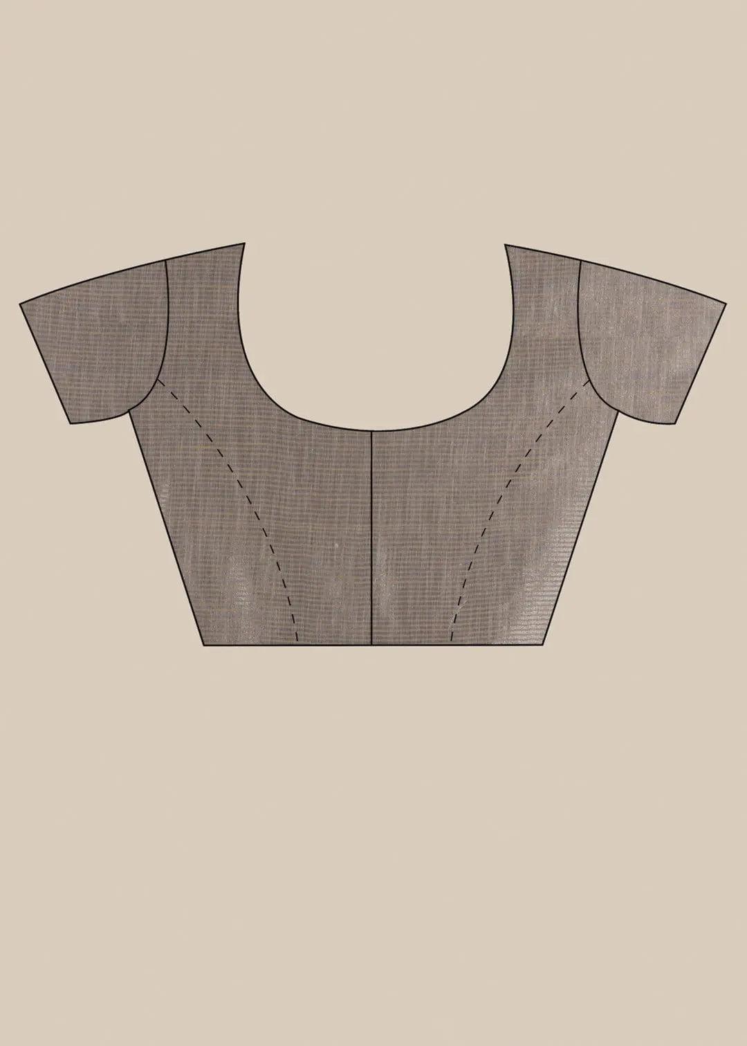 Beige Threadwork Linen Saree - KAJREE