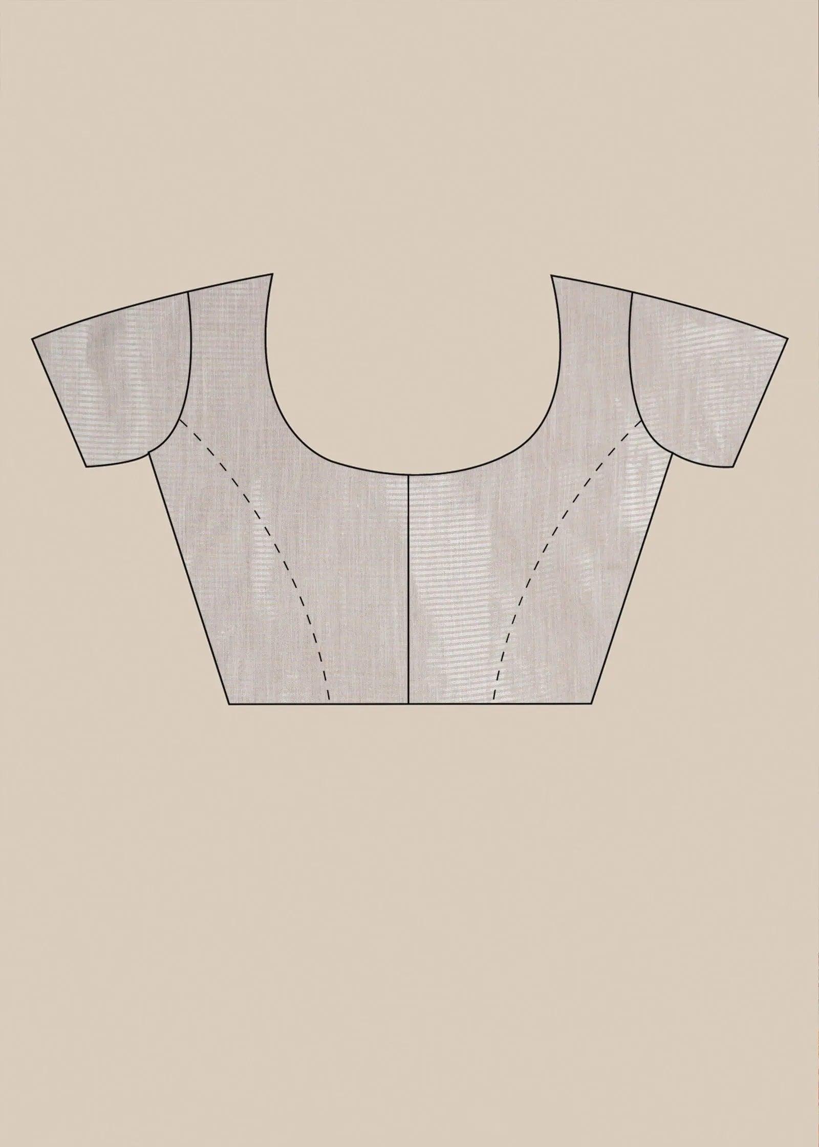 Cream Threadwork Linen Saree - KAJREE