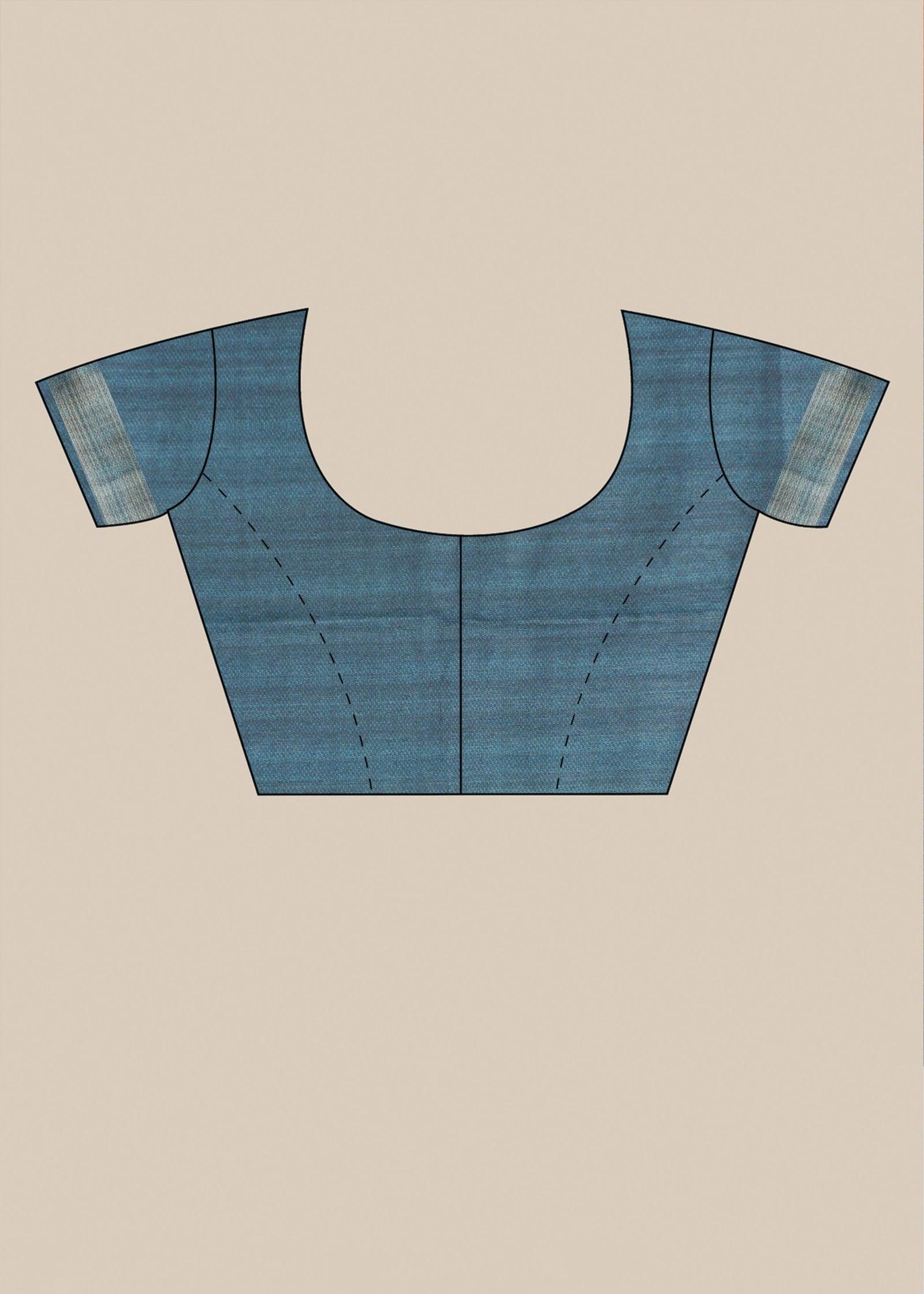 Green Block Print Tussar Saree - KAJREE