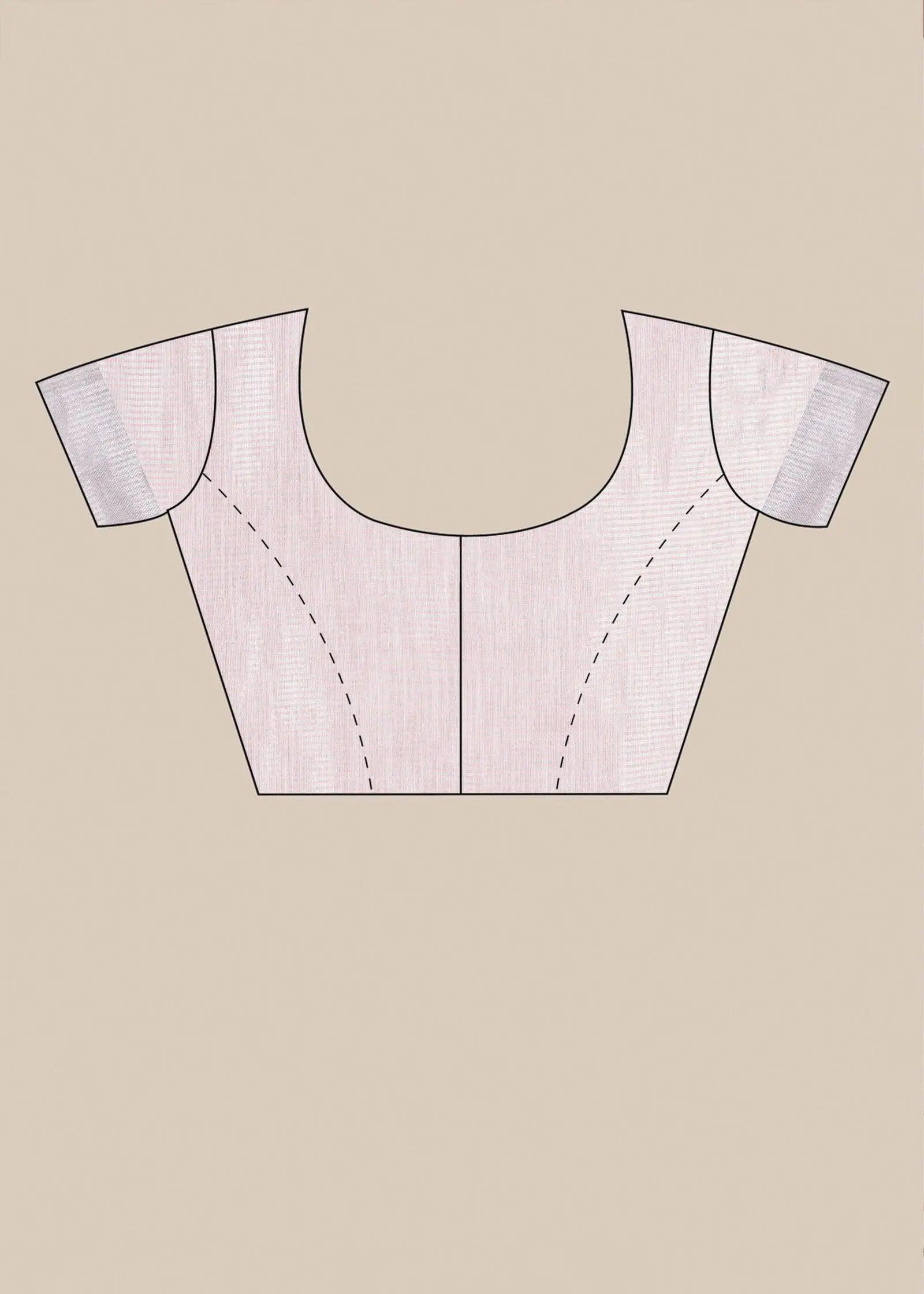 Pink Threadwork Linen Saree - KAJREE