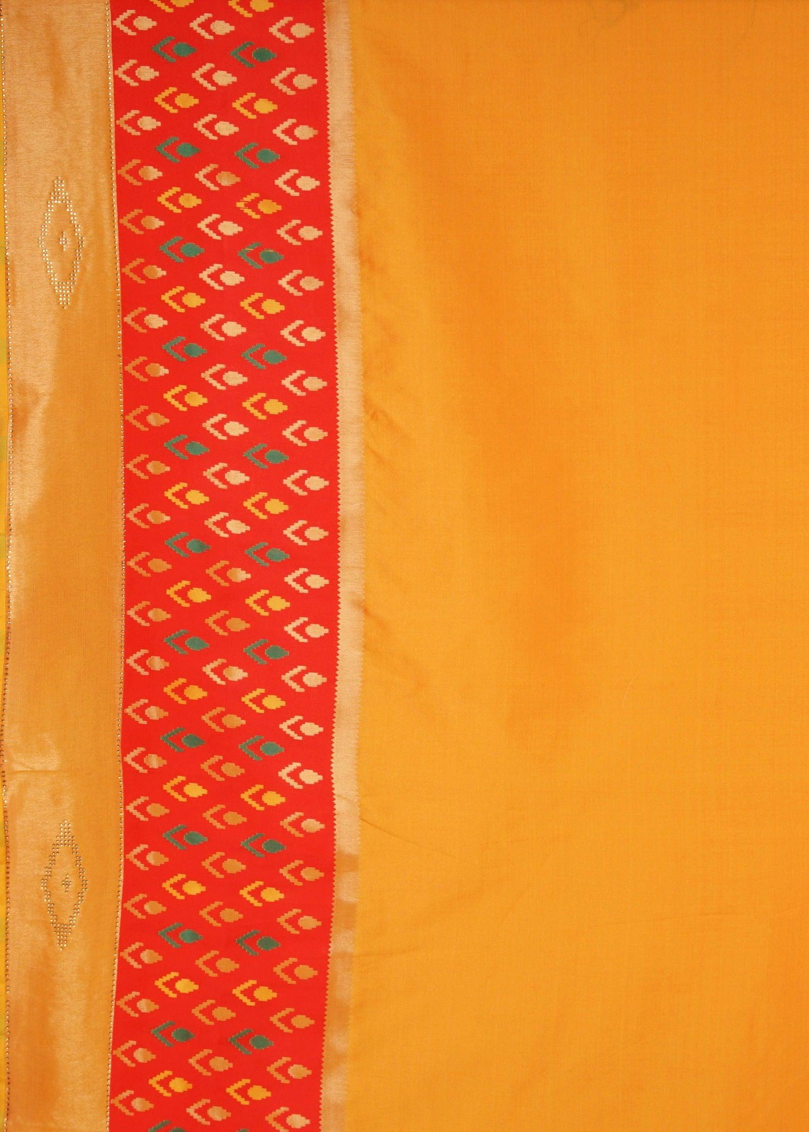 Yellow Stonework Patola Soft Silk Saree - KAJREE