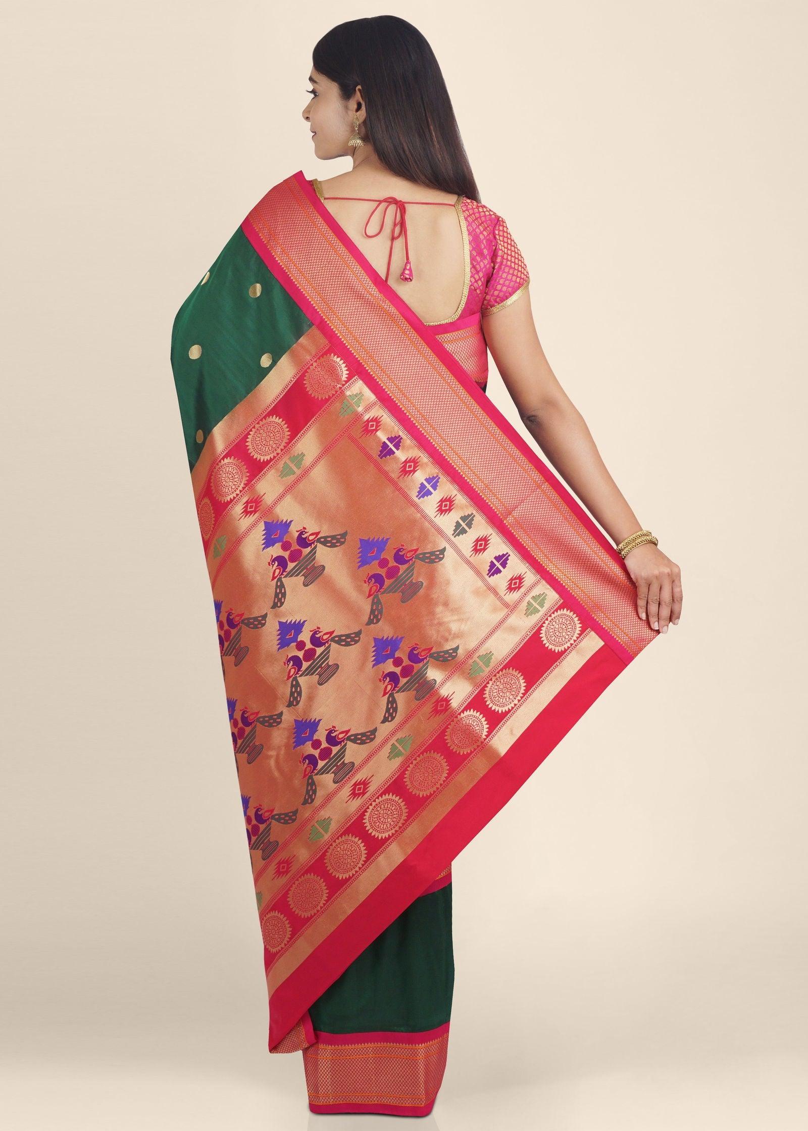 Green Zariwork Paithani Silk Saree - KAJREE