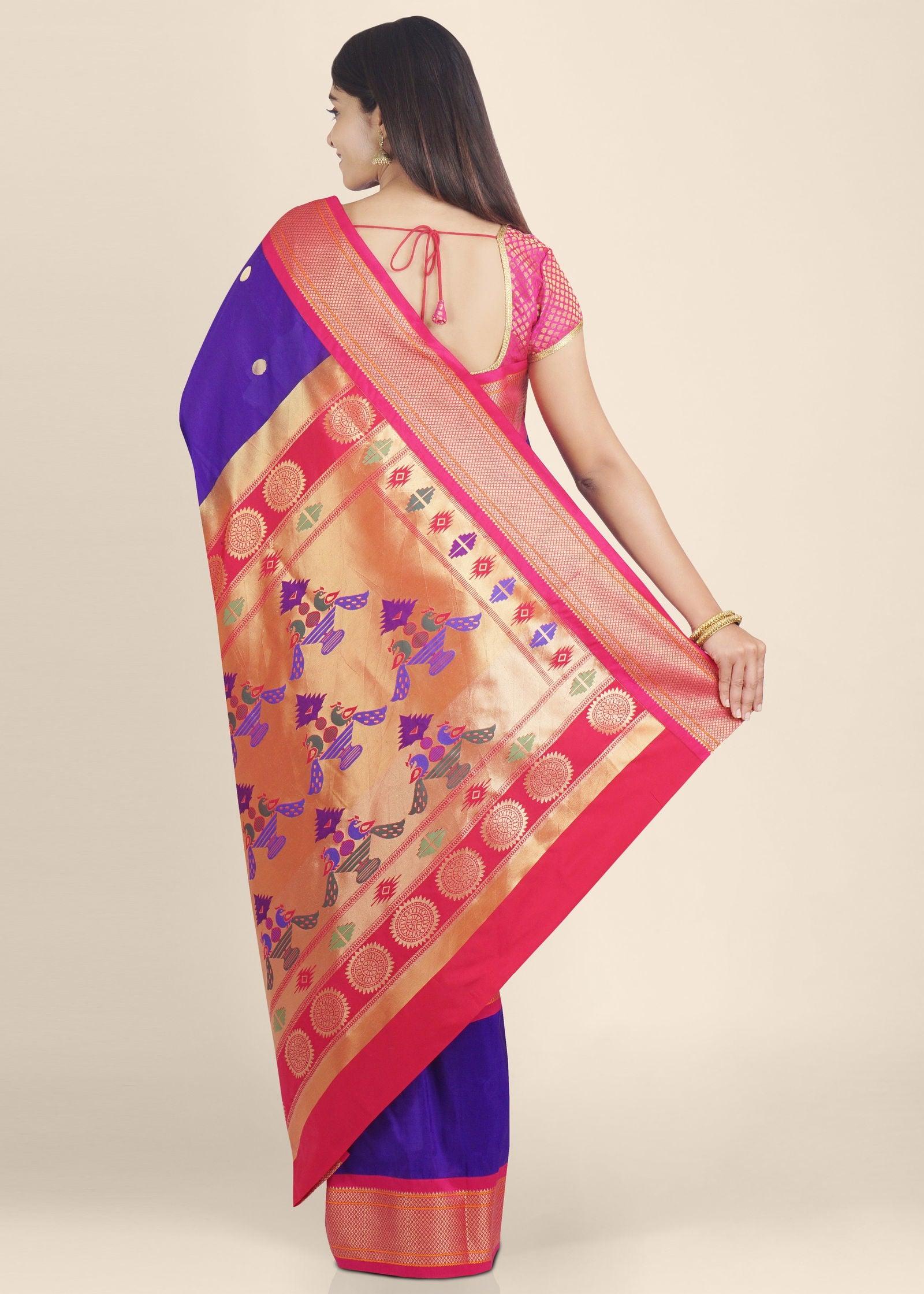 Purple Zariwork Paithani Silk Saree - KAJREE