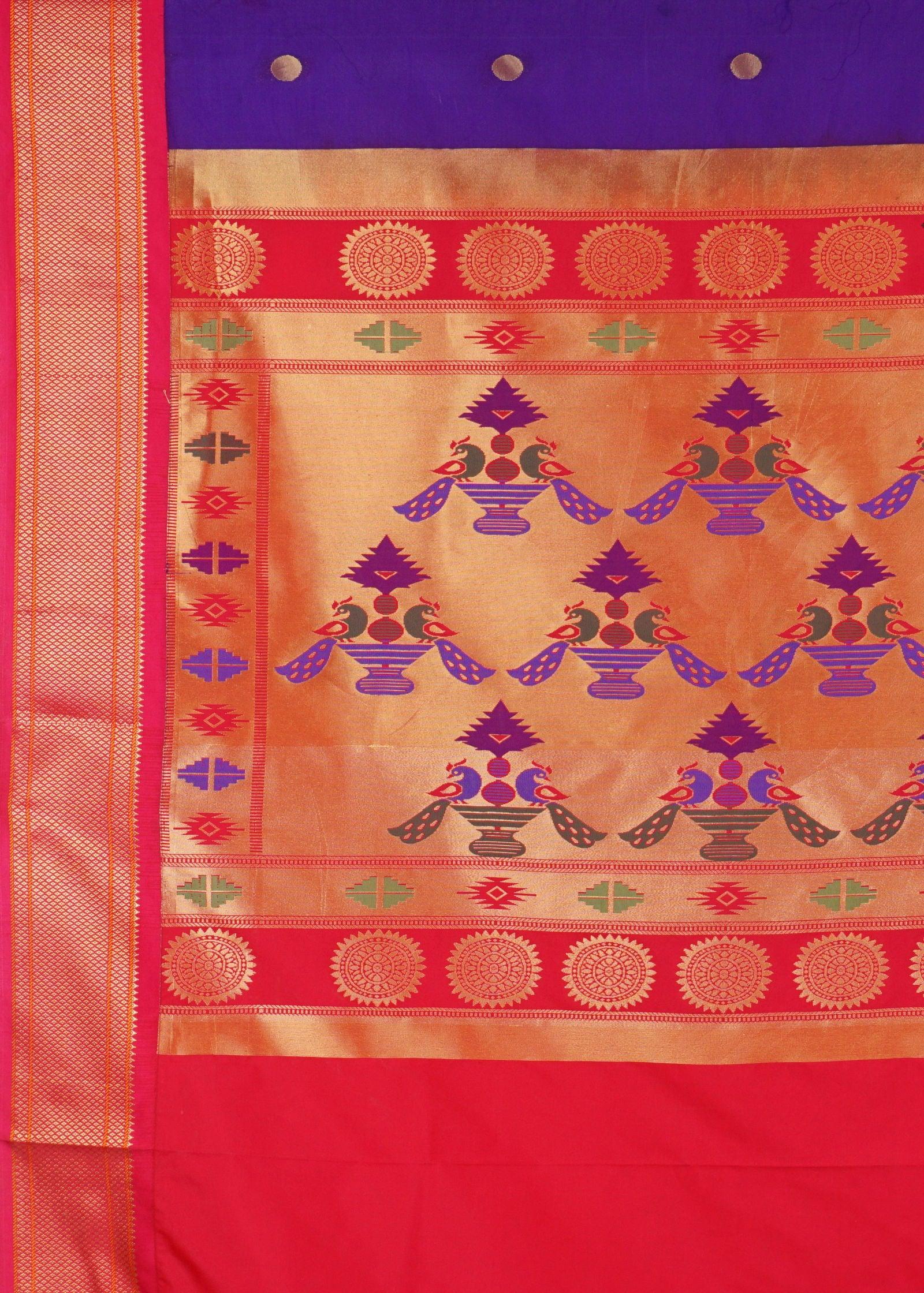 Purple Zariwork Paithani Silk Saree - KAJREE
