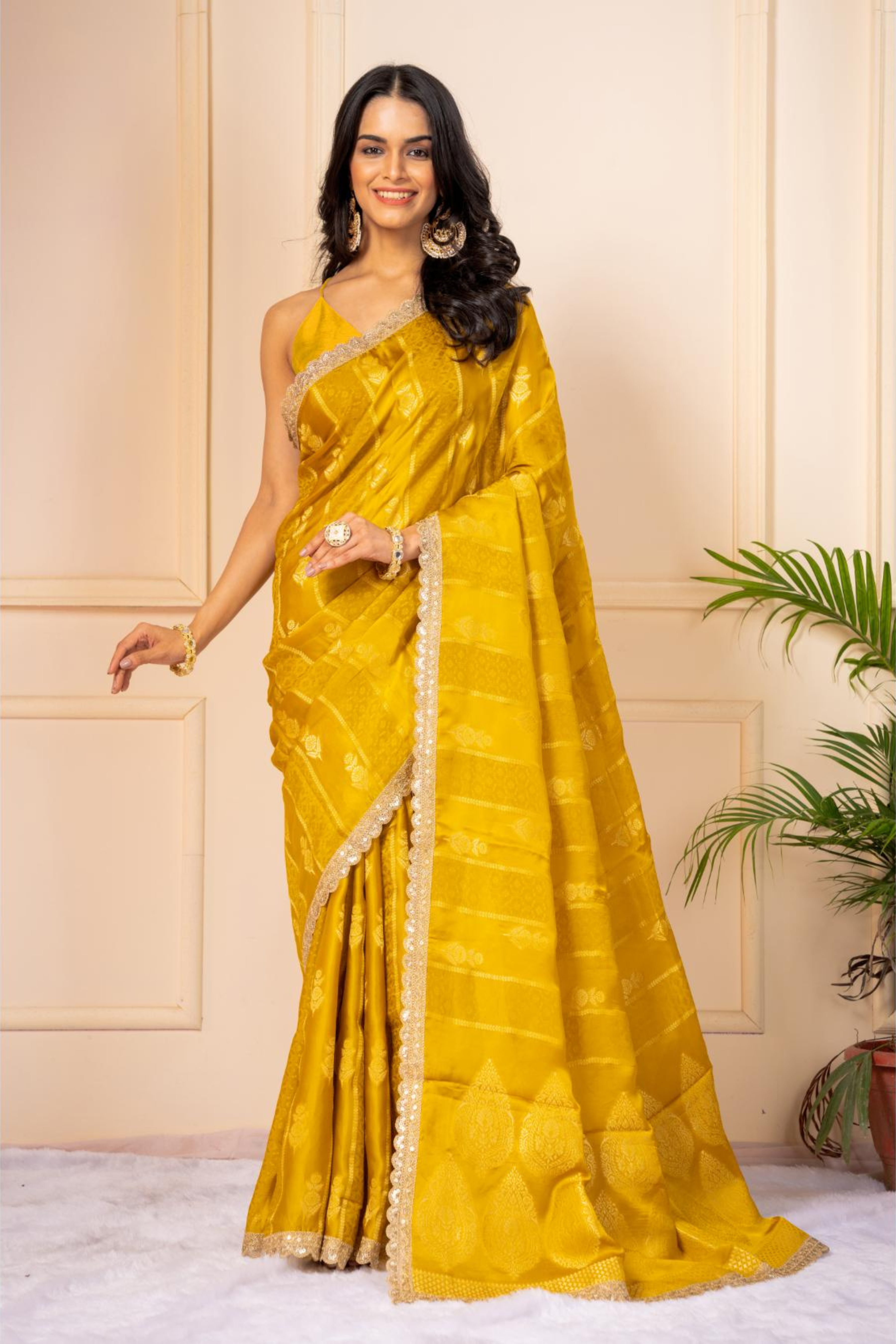 Yellow Pure Silk Saree - KAJREE