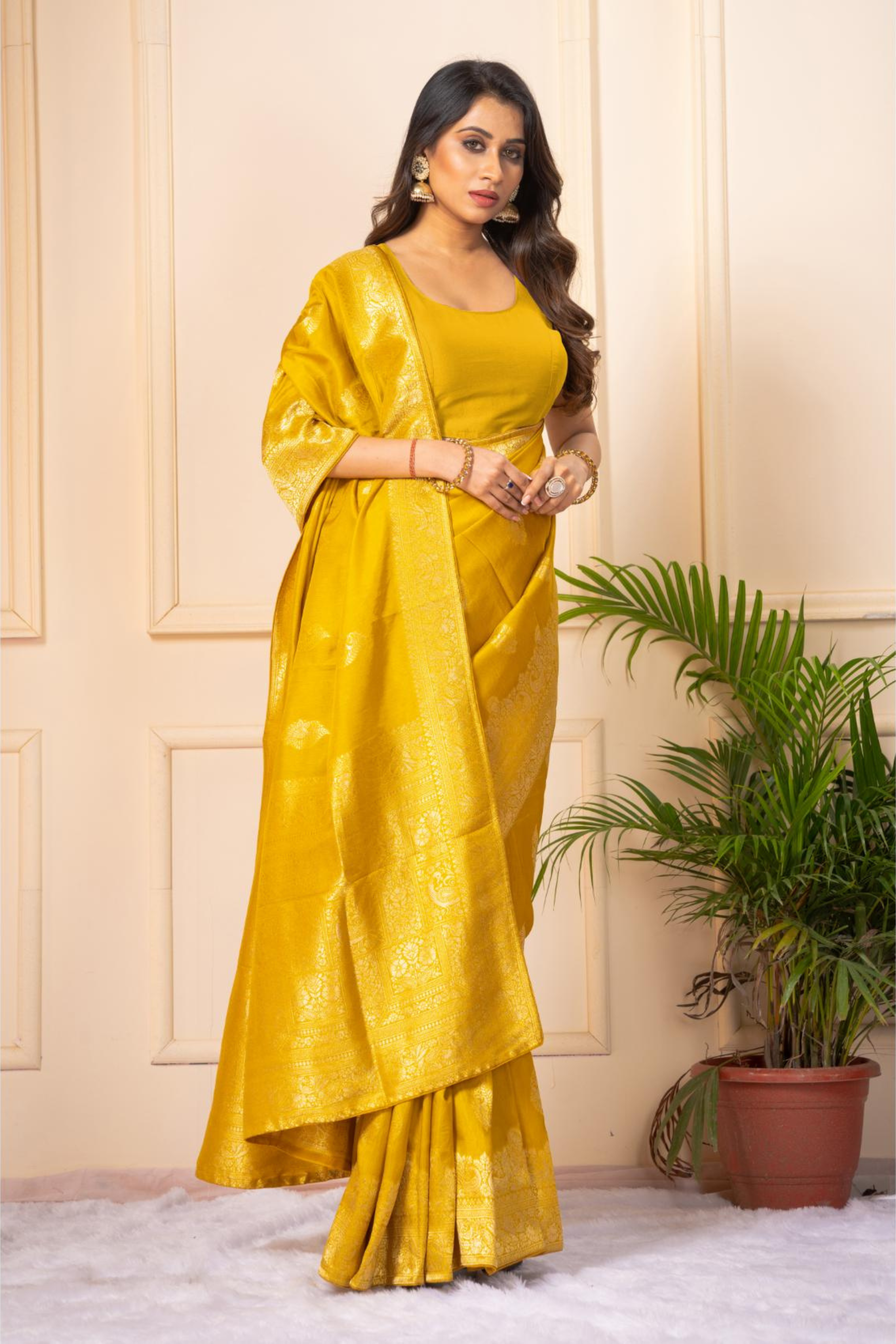 Yellow Zariwork Silk Saree - KAJREE