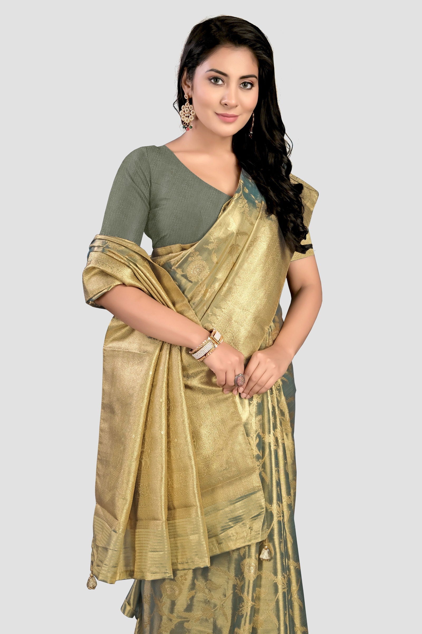Golden Zariwork Banarasi Organza Saree - KAJREE