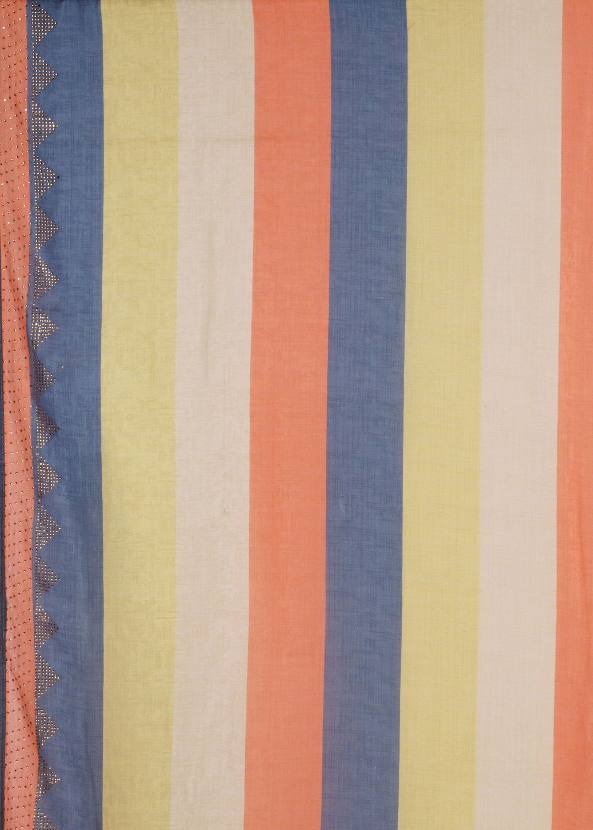 Multicoloured Blockprint Italian Crepe Saree - KAJREE