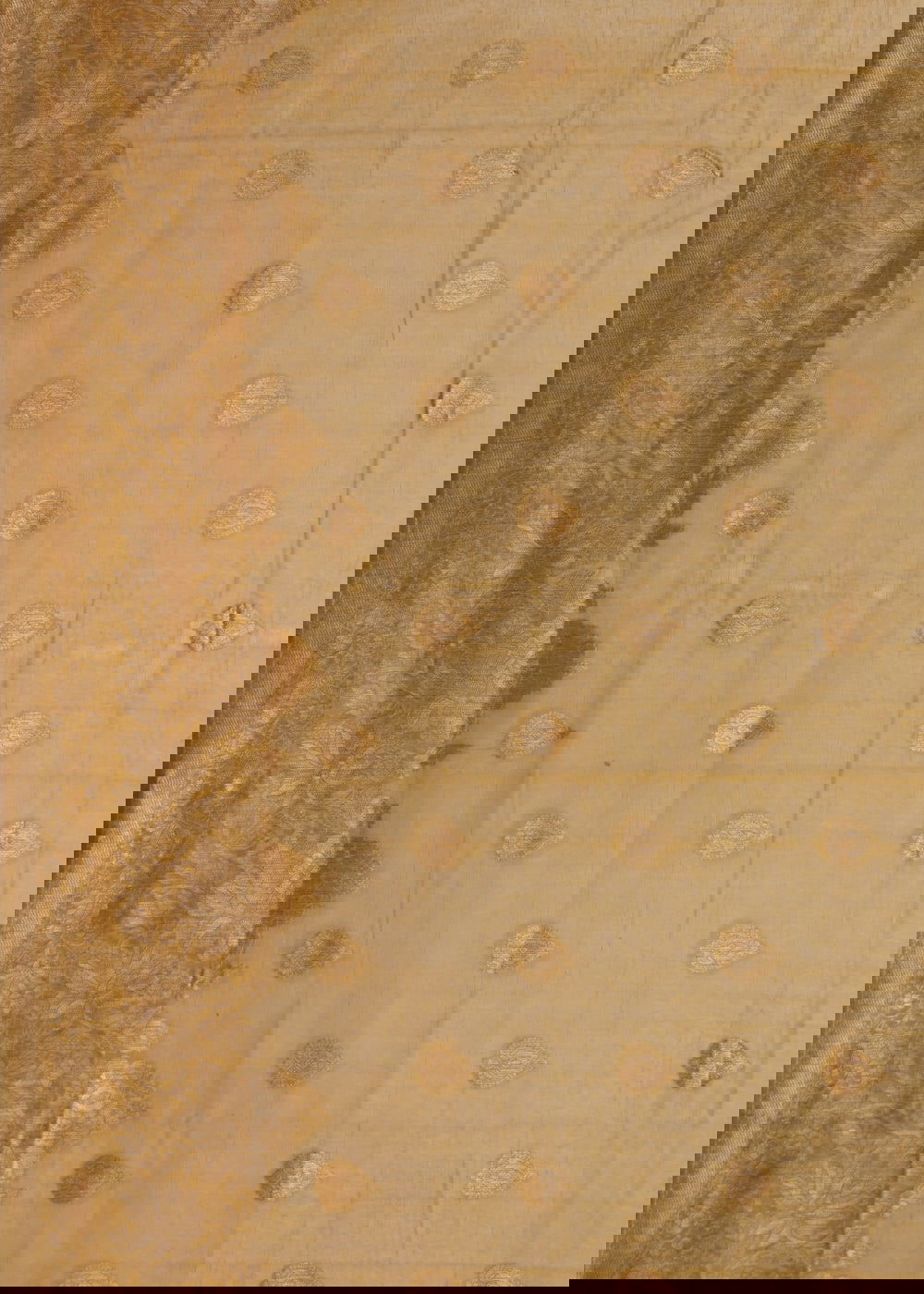 Mustard Foil Print Linen Saree - KAJREE