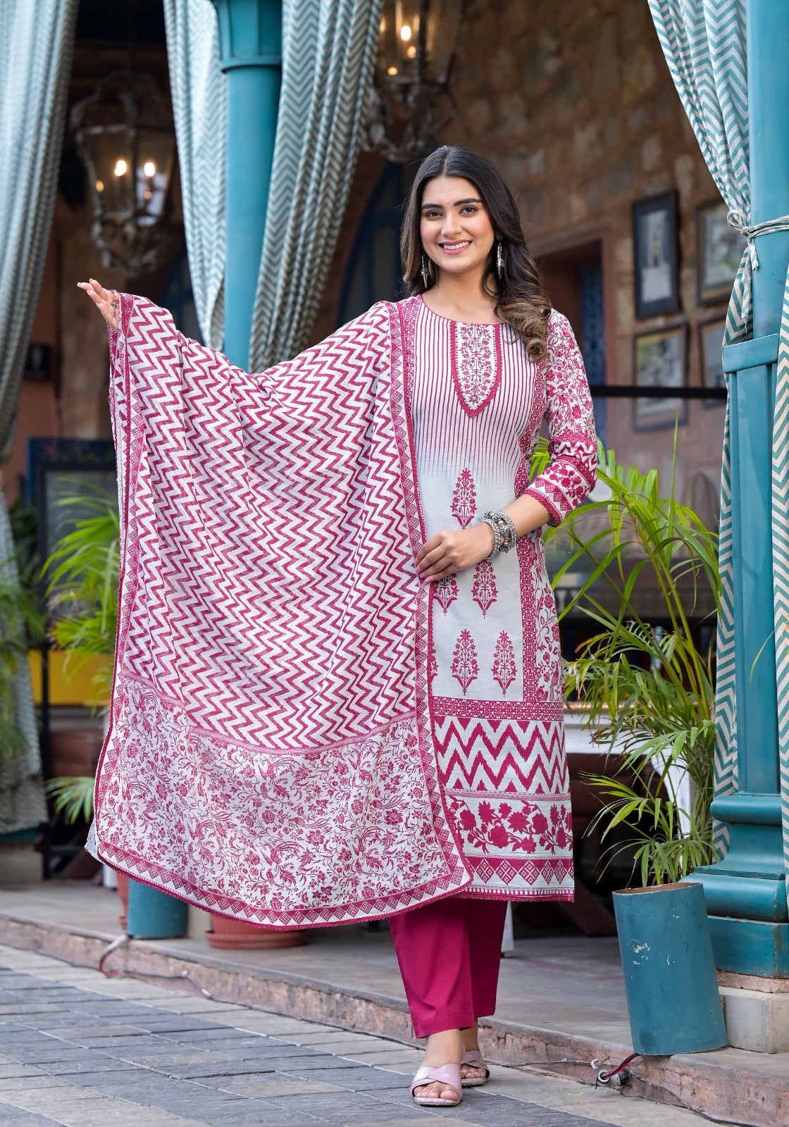 Maroon Block Print Muslin Kurta Set - Kajree