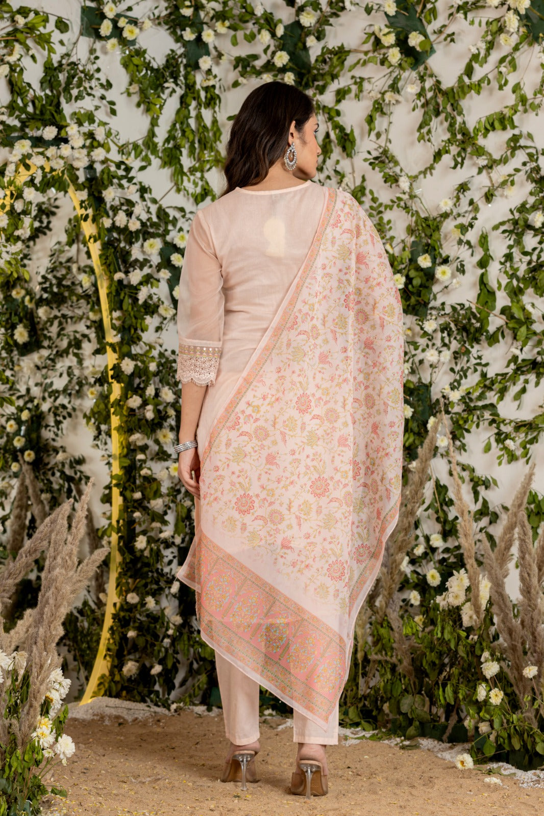 Cream Shifli Threadwork Cotton Kurta Set - KAJREE