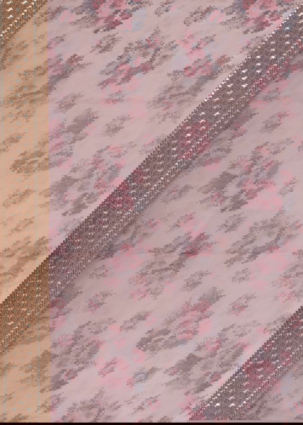 Beige Abla Work Printed Organza Saree - KAJREE