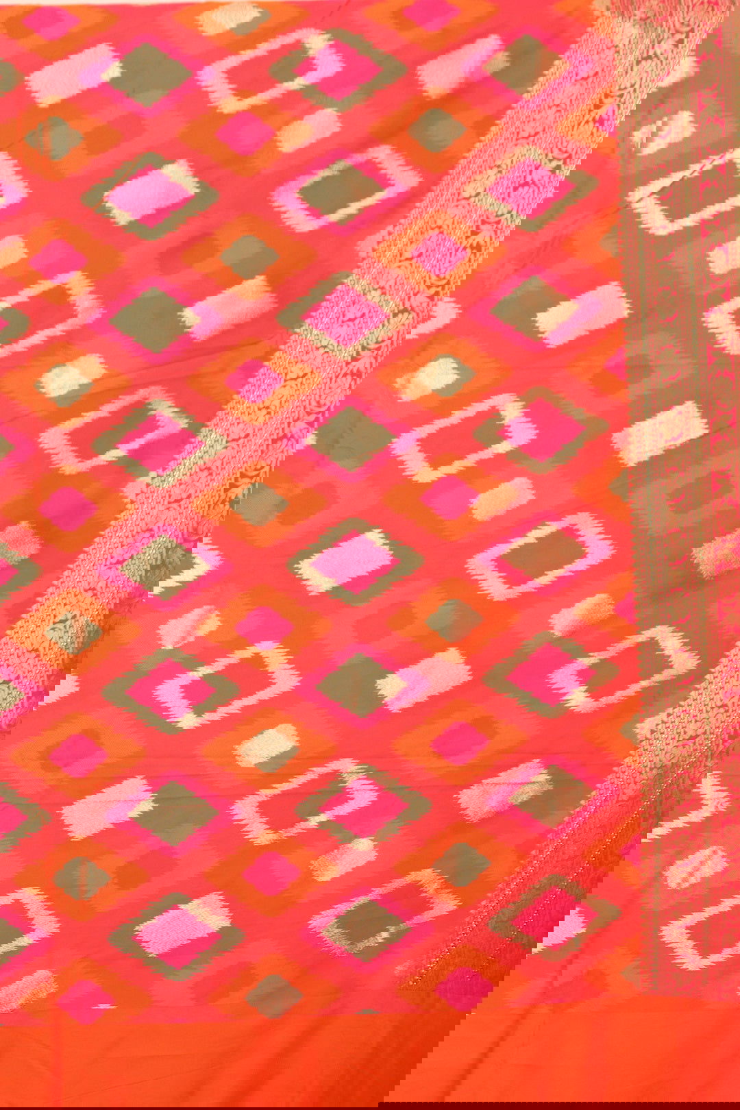 Orange Swarovski Work Taffeta Silk Saree - KAJREE