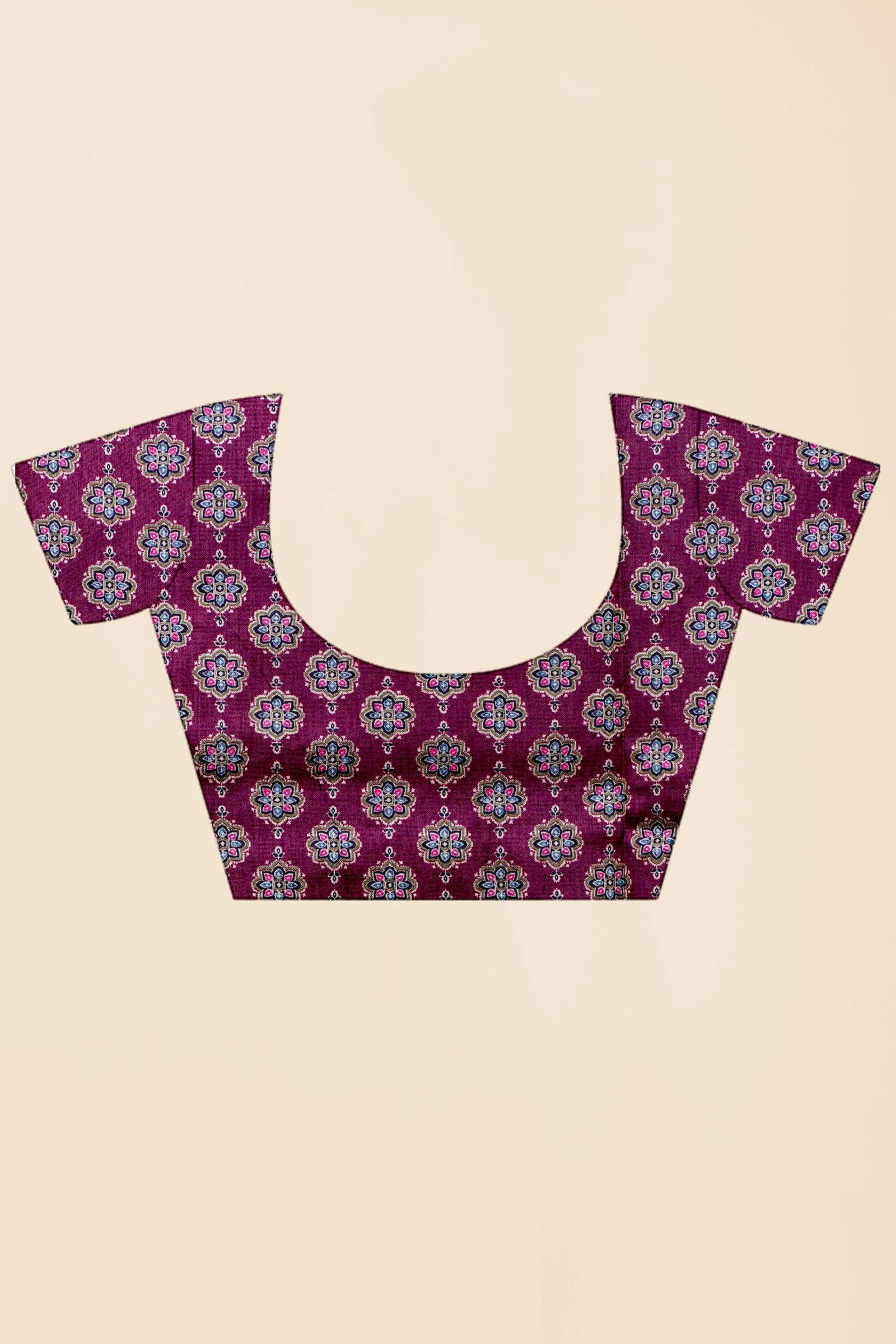 Maroon Block Print Cotton Saree - KAJREE