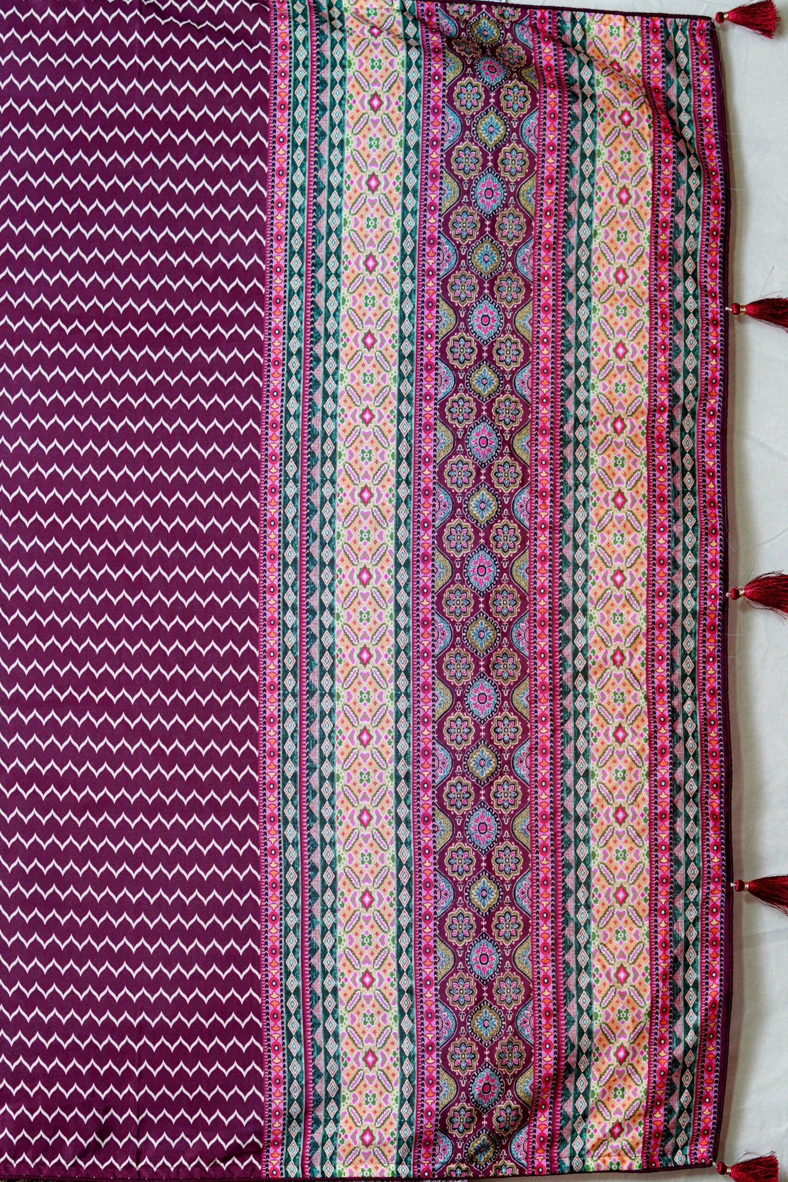 Maroon Block Print Cotton Saree - KAJREE