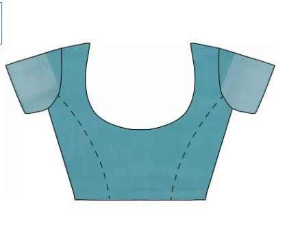 Peacock Blue Threadwork Linen Saree 