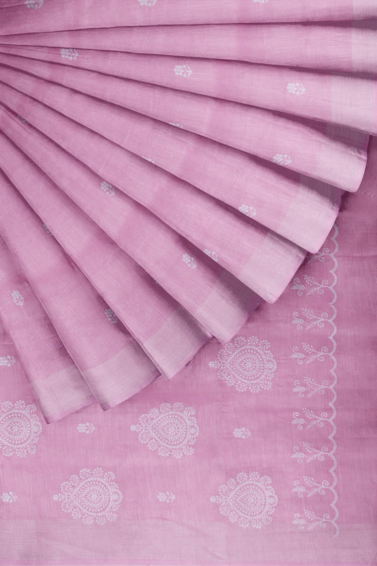 Pink linen Saree 