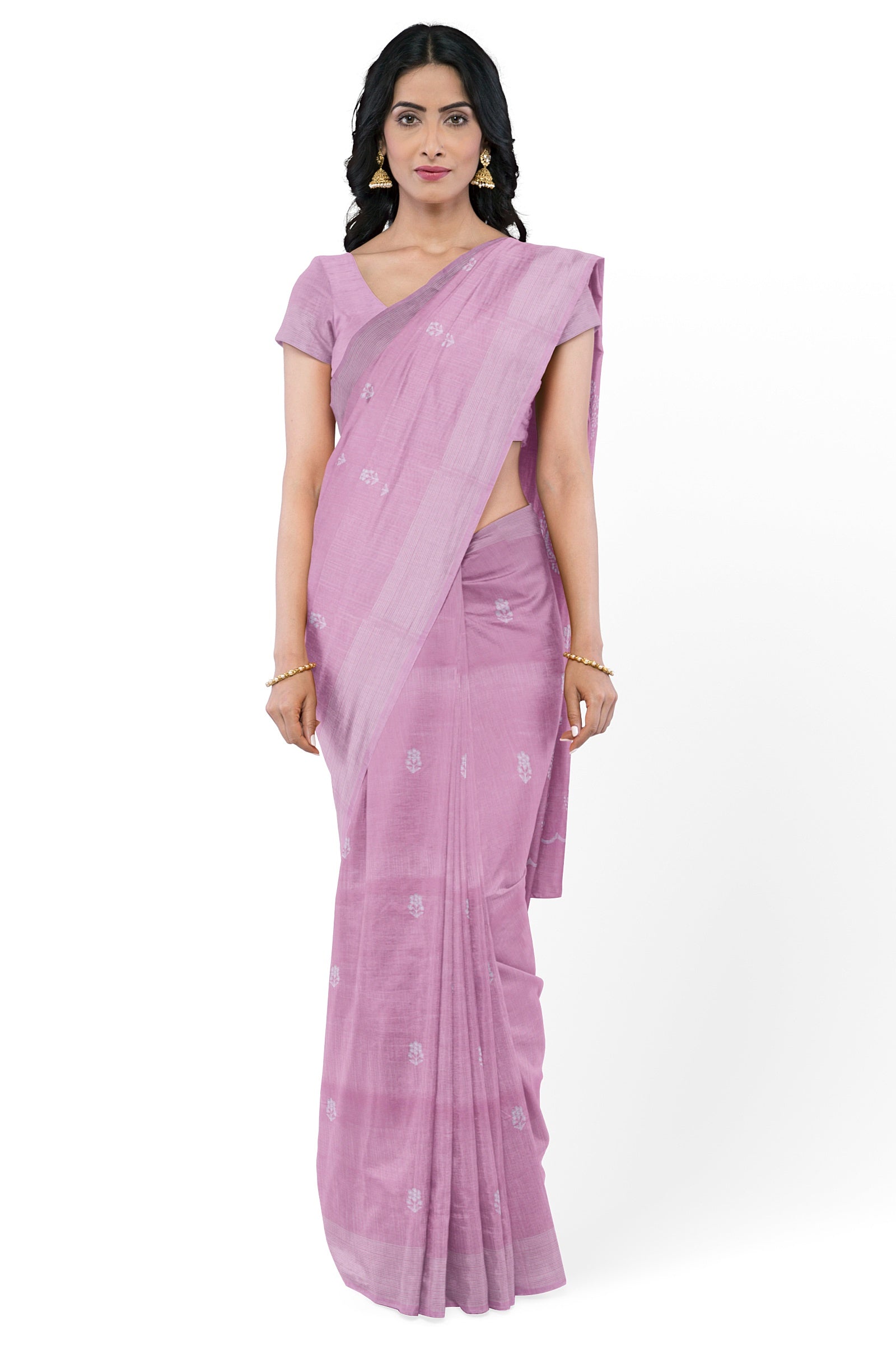 Pink linen Saree 